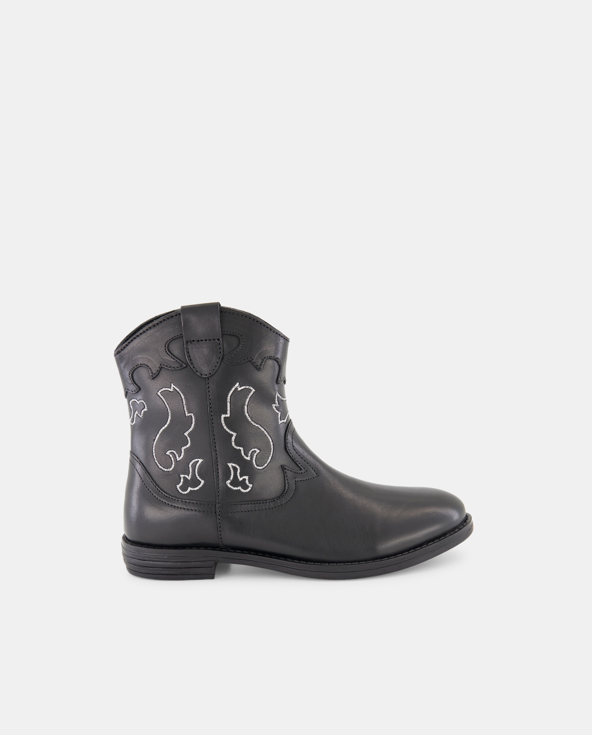 Botins de Cowboy em Pele com Bordados Preto-1