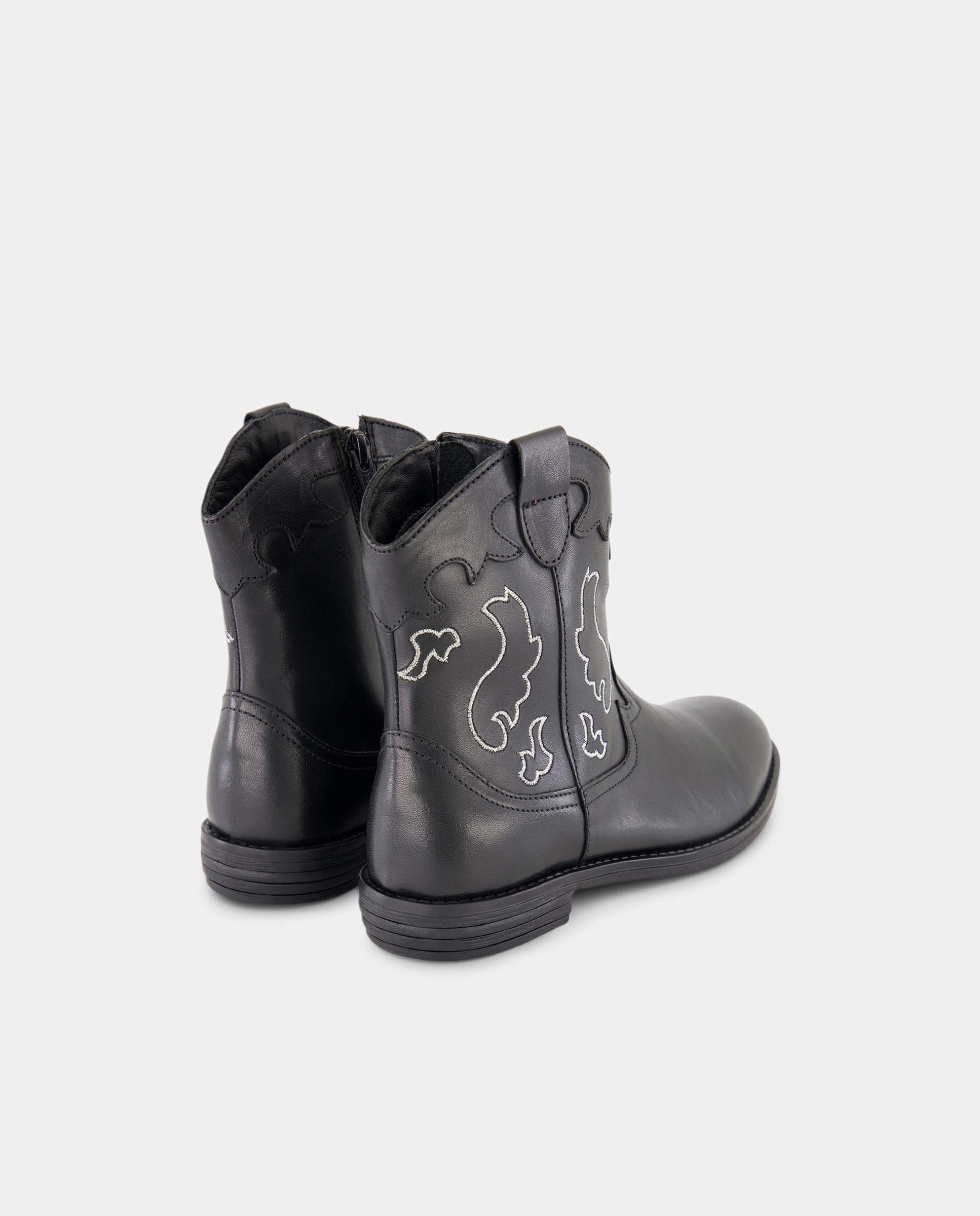 Botins de Cowboy em Pele com Bordados Preto-3
