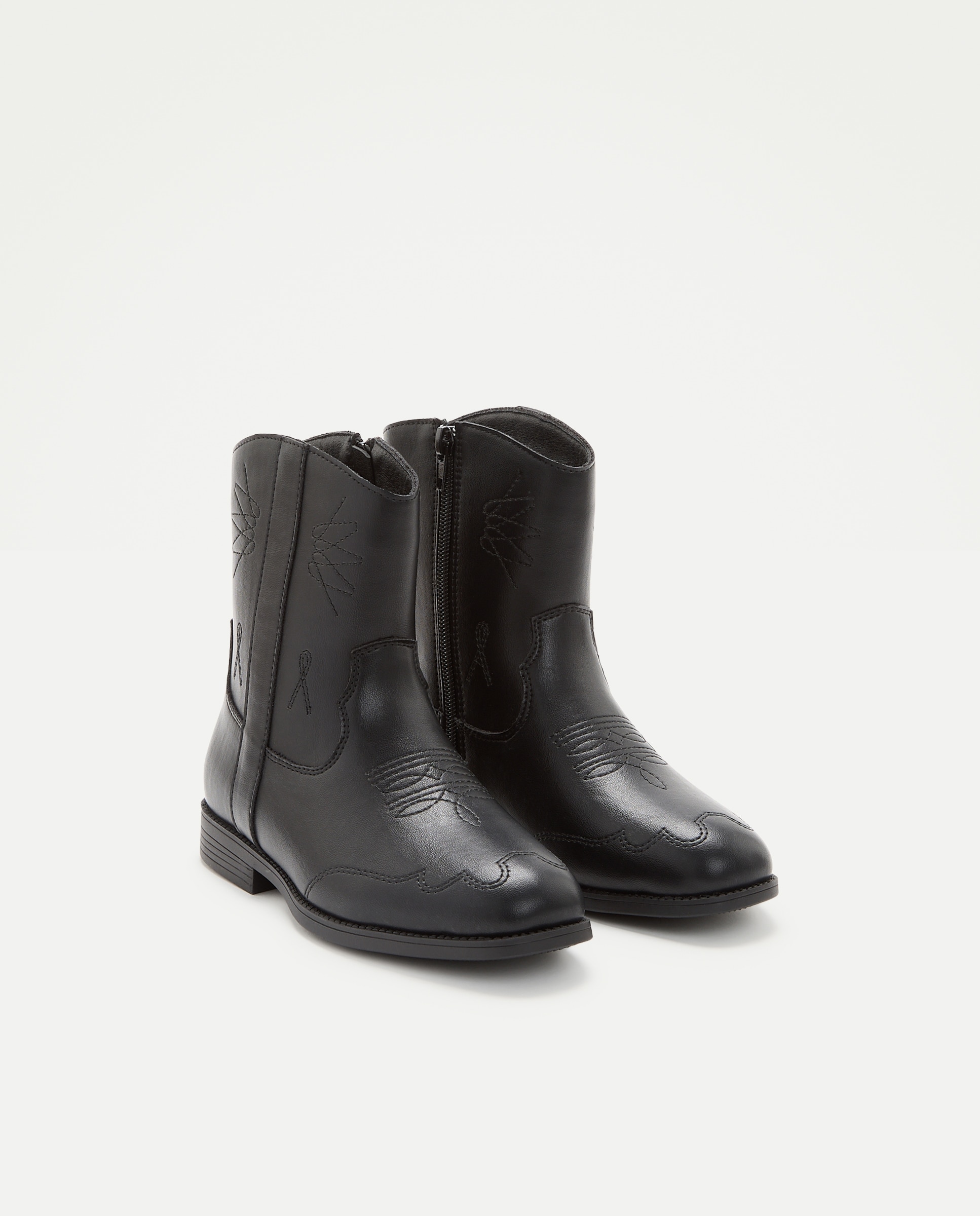 Botins Tipo Cowboy em Pele com Bordados Kids El Corte Inglés Preto-2