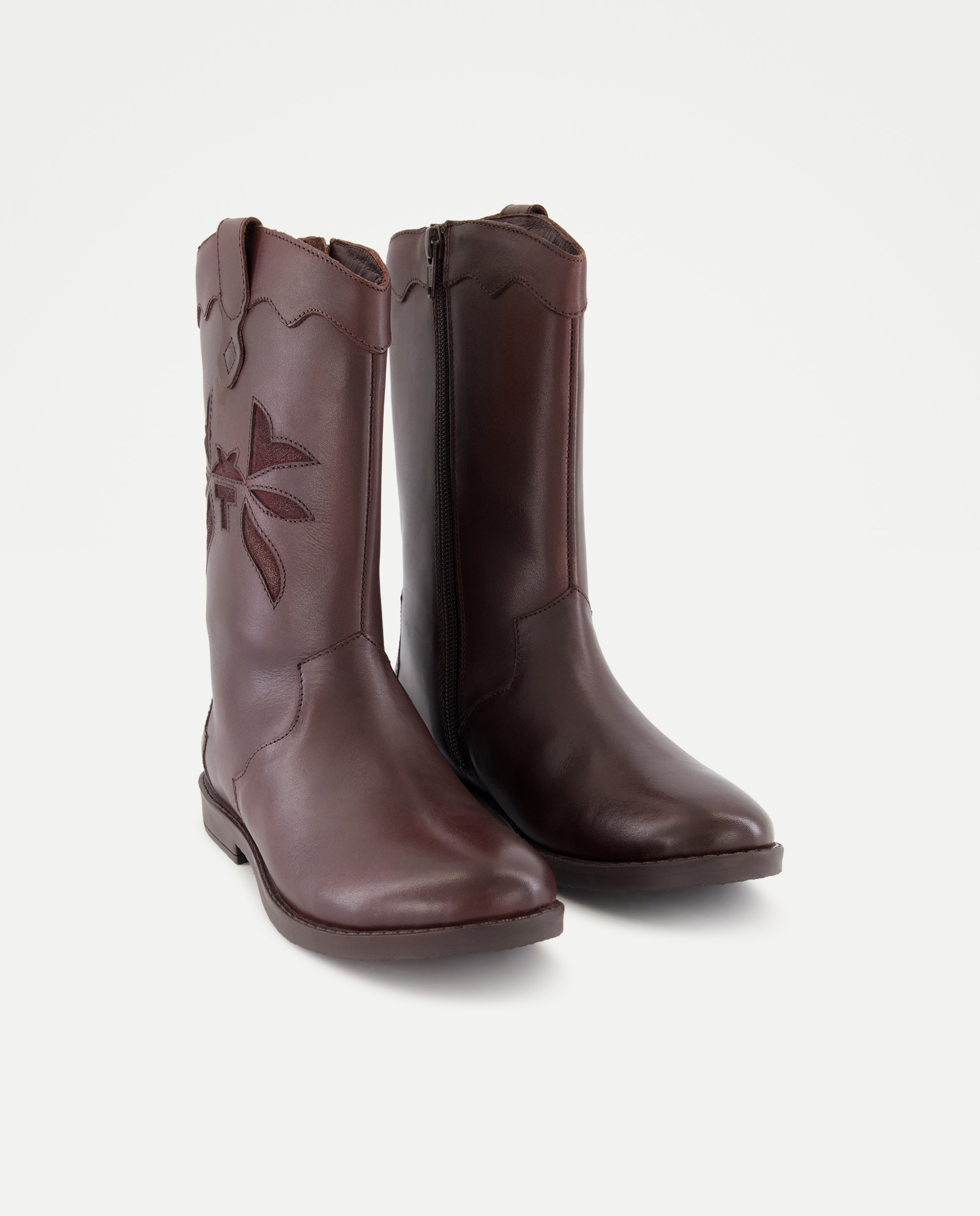 Botins Estilo Cowboy em Pele Coconut El Corte Inglés Bordeaux-2
