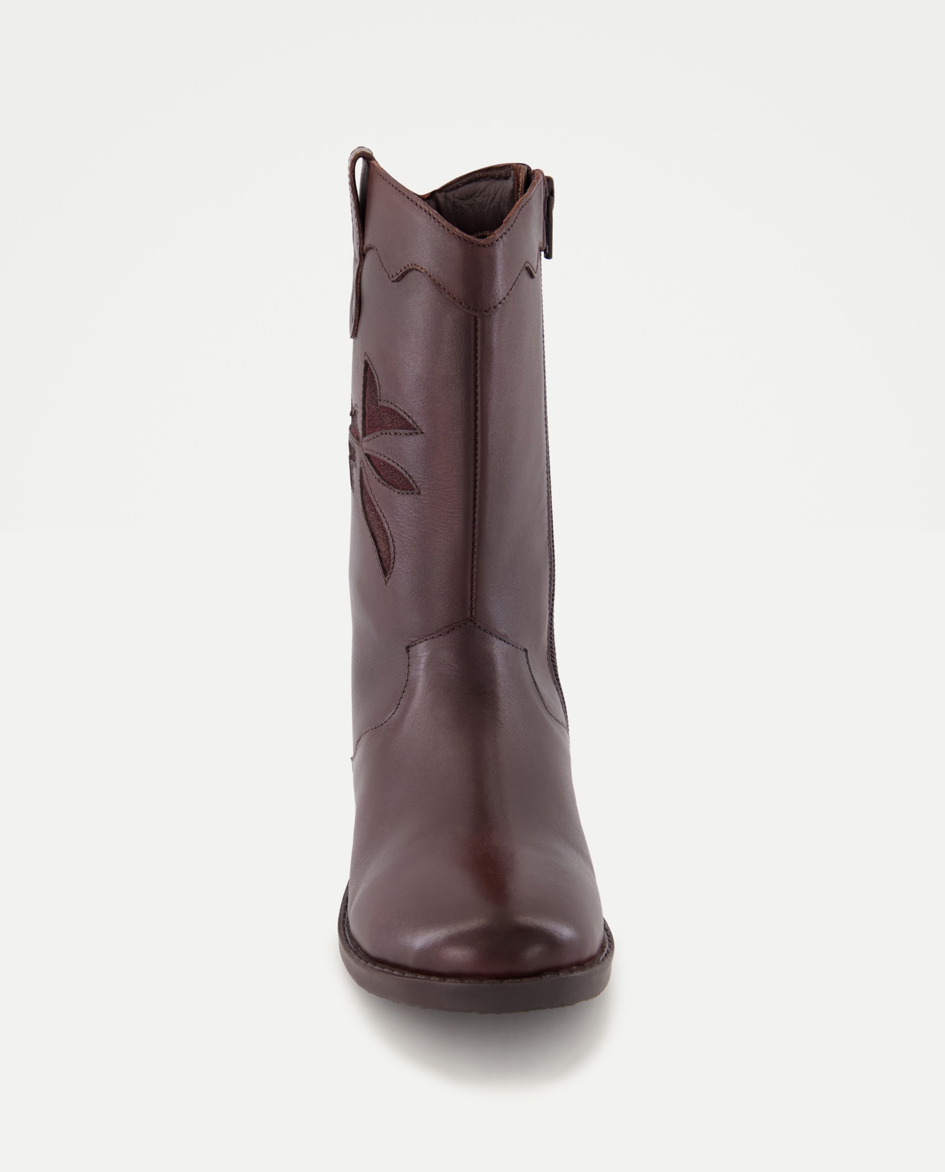Botins Estilo Cowboy em Pele Coconut El Corte Inglés Bordeaux-4