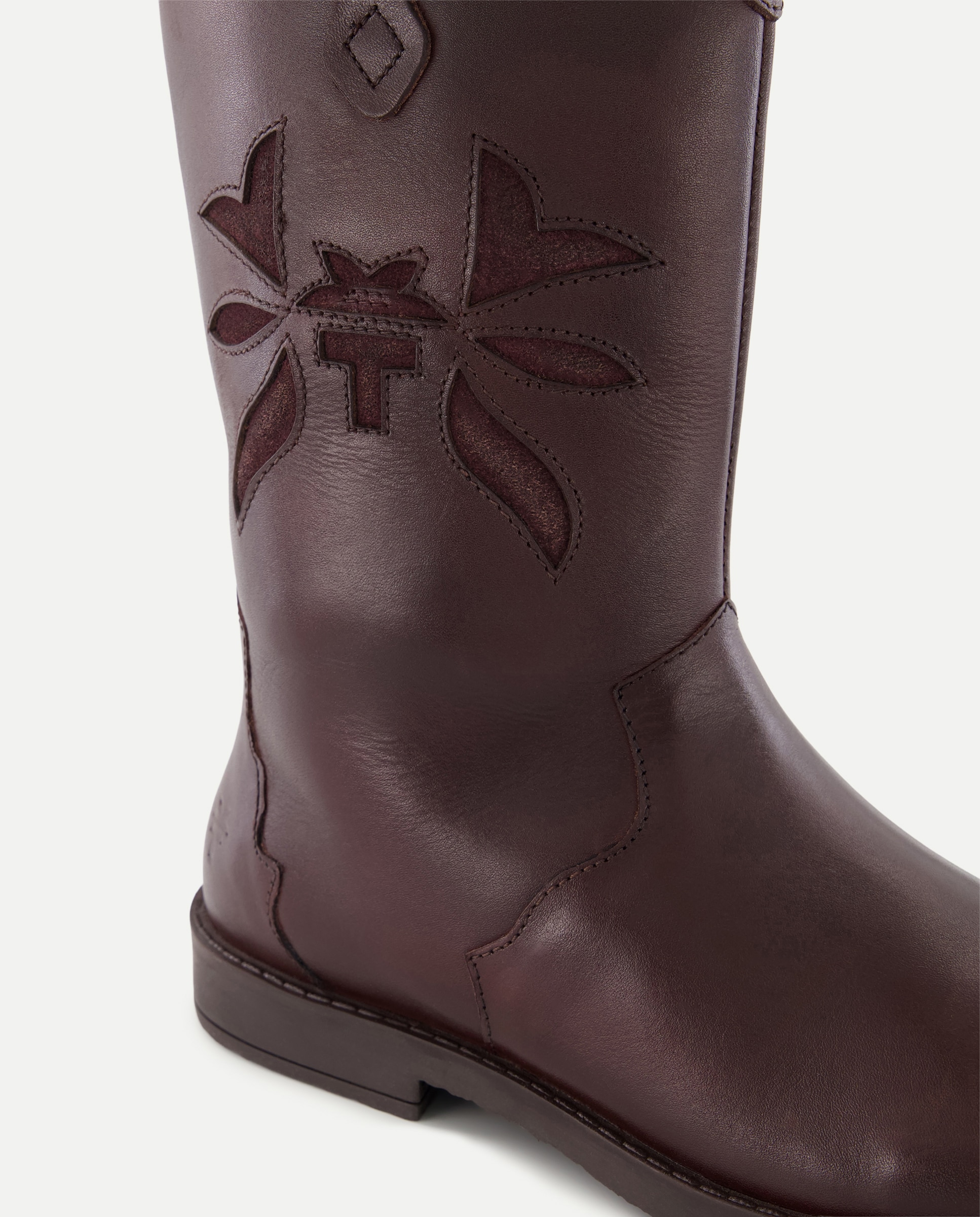 Botins Estilo Cowboy em Pele Coconut El Corte Inglés Bordeaux-5