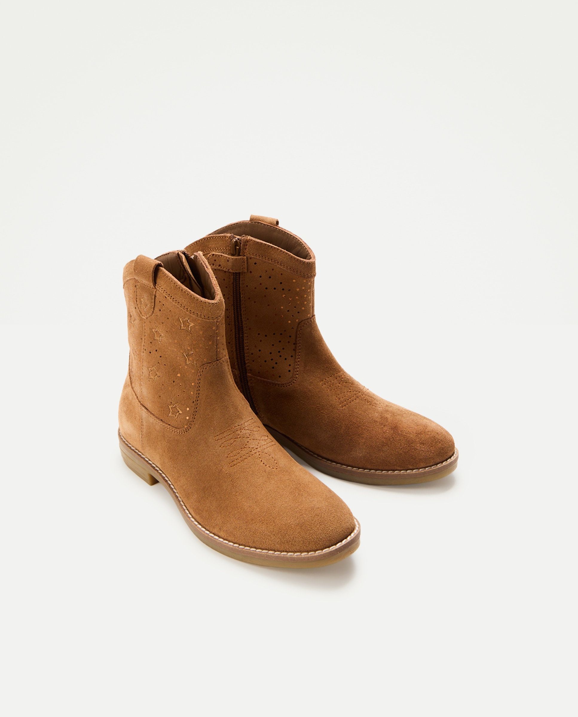 Botines de bebé estilo cowboy de serraje bordado - Kids El Corte Inglés - Marrón Marrón-2