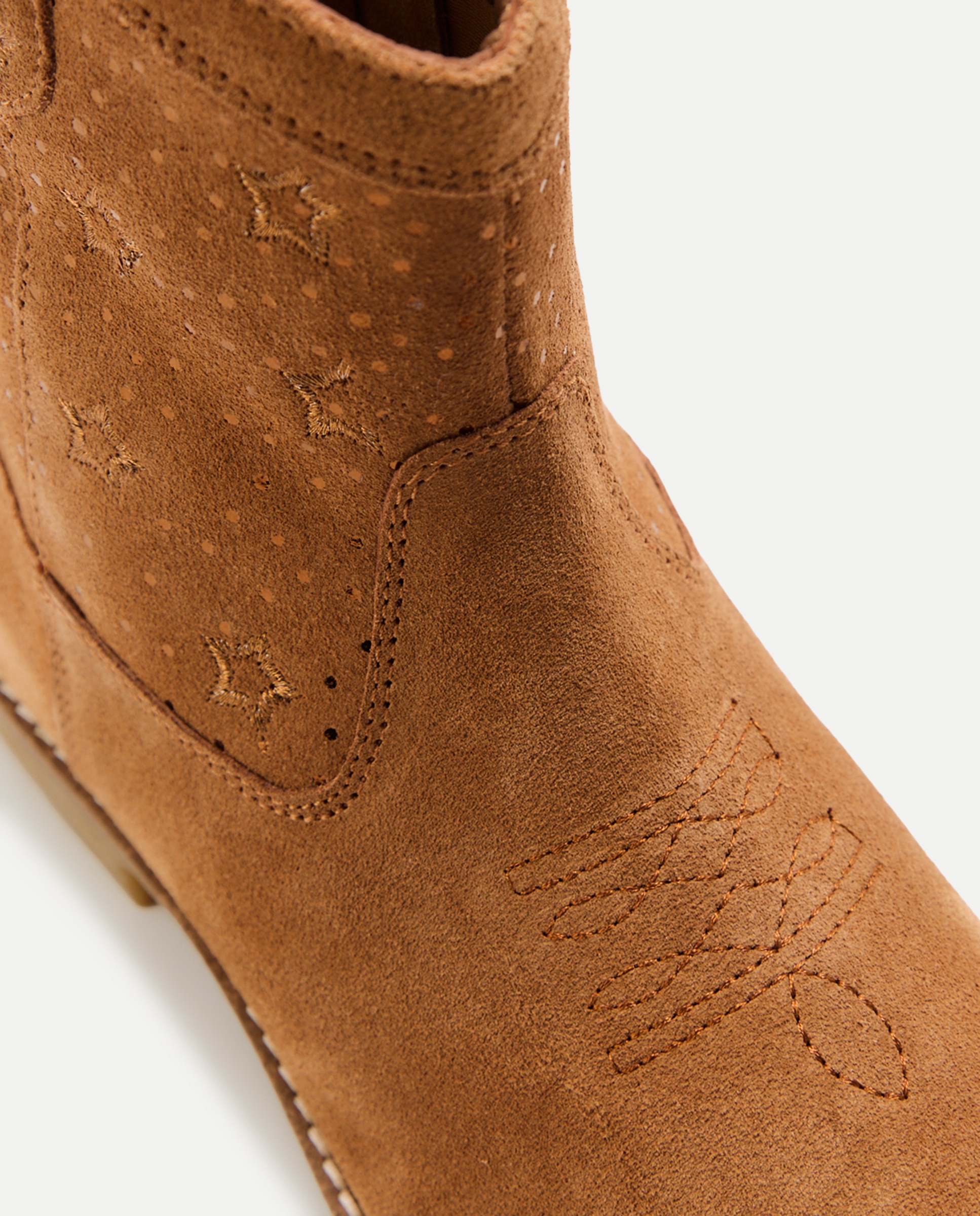 Botines de bebé estilo cowboy de serraje bordado - Kids El Corte Inglés - Marrón Marrón-5