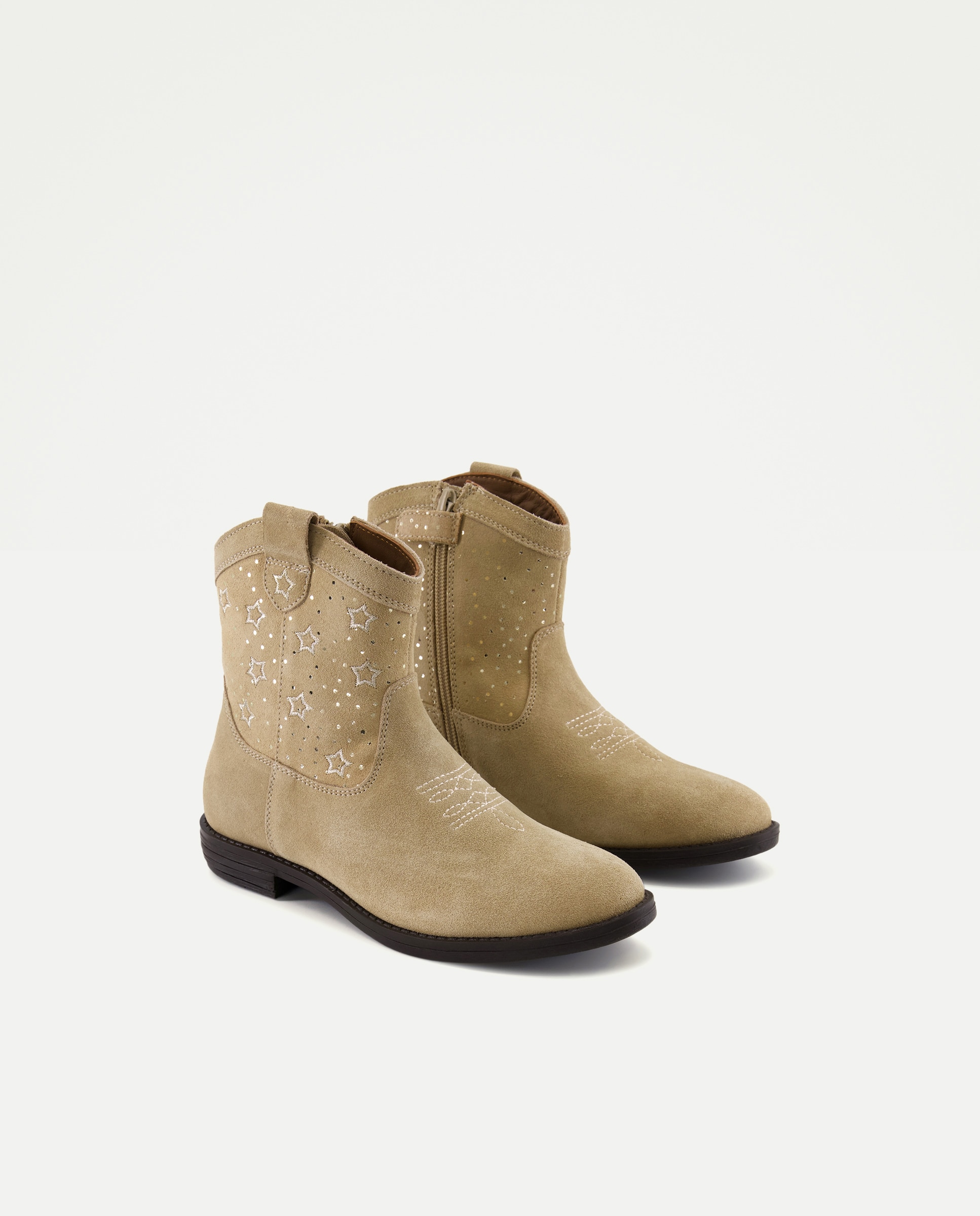 Botins de Bebé Estilo Cowboy de Croute com Bordado Kids El Corte Inglés Vison Claro-2