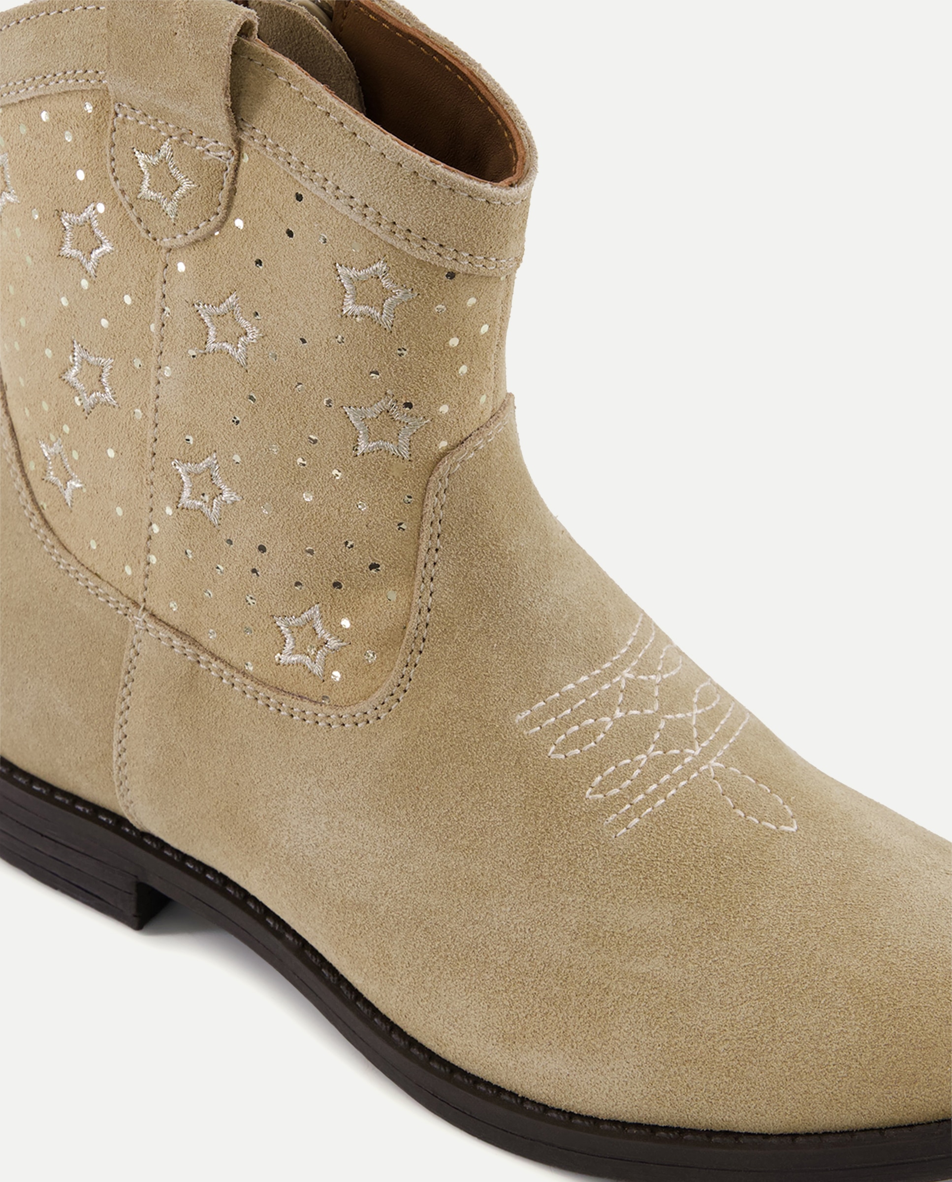 Botins de Bebé Estilo Cowboy de Croute com Bordado Kids El Corte Inglés Vison Claro-5
