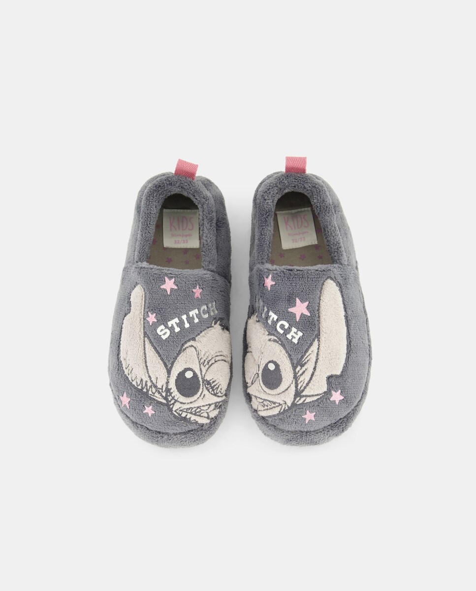 Pantufas com Fantasia Stitch e Pelo Cinzento-4