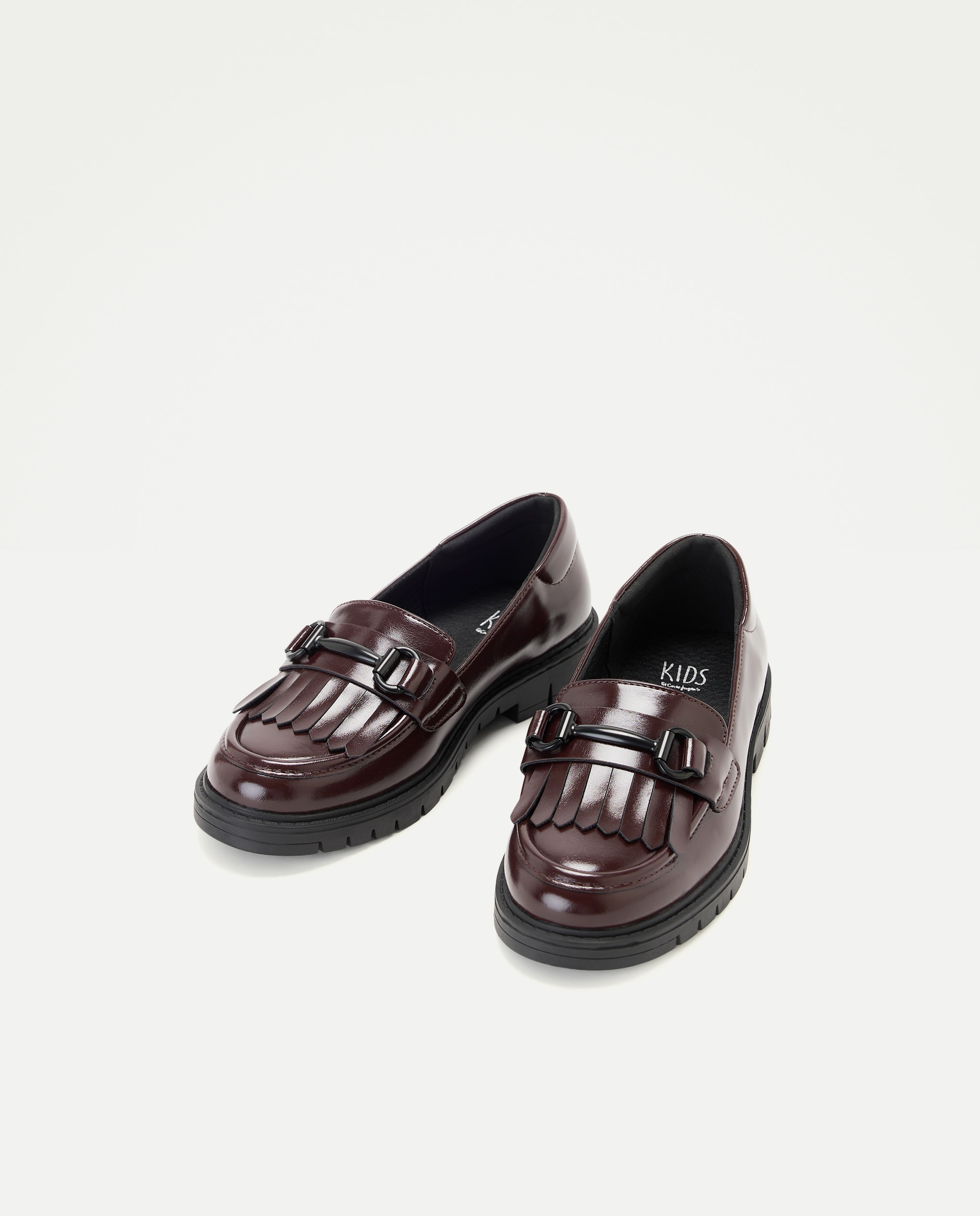 Mocassins com Travessão e Adorno de Franjas Kids El Corte Inglés Bordeaux-2