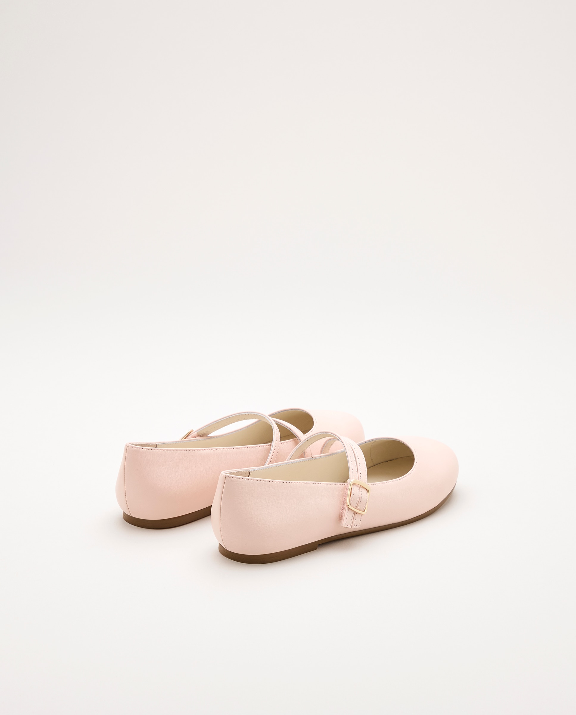 Sapatos de Presilha em Pele com Tira Cruzada Dupla e Biqueira Redonda Coconut El Corte Inglés 200 Rosa-3