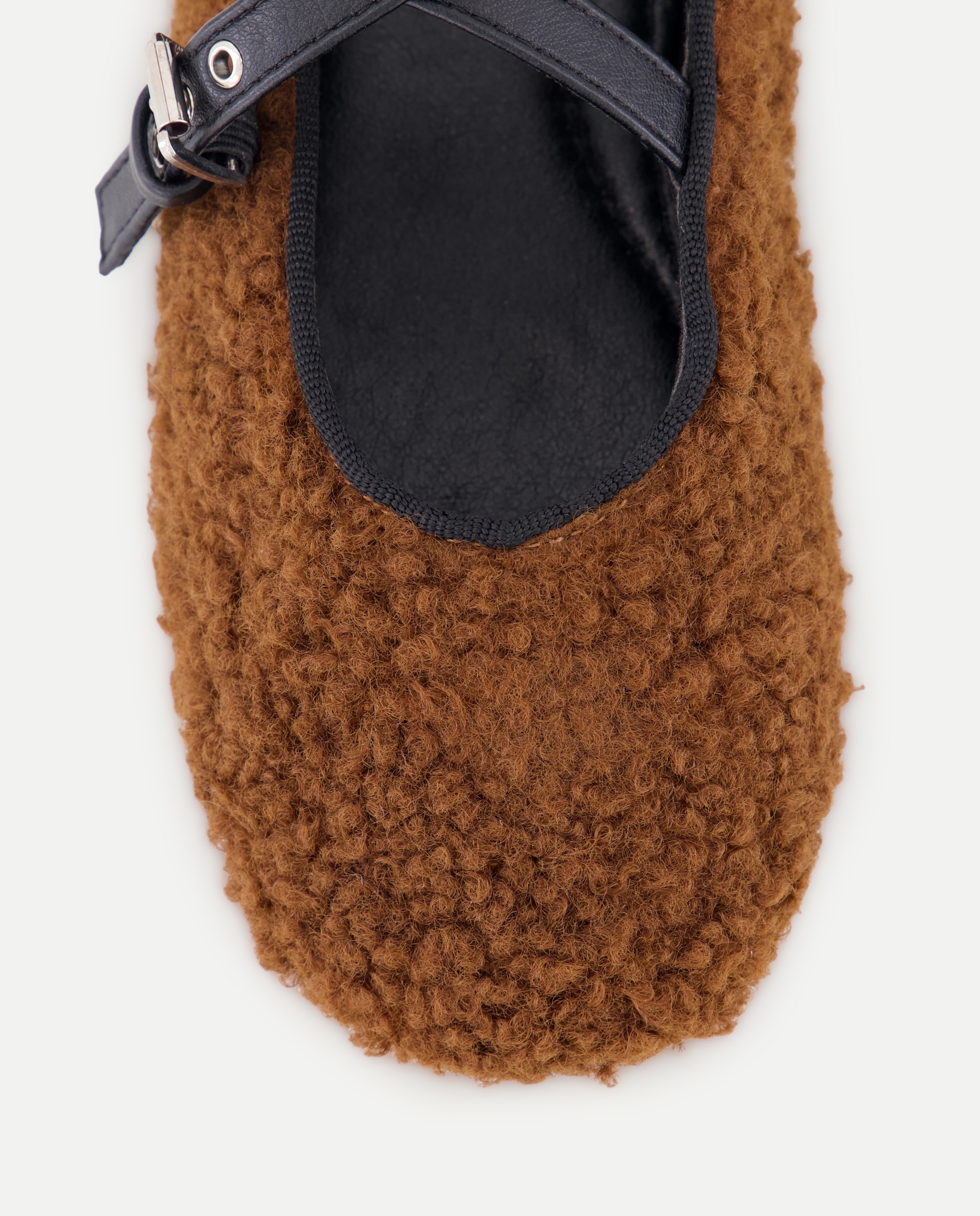 Sapatos de Presilha em Têxtil Buclé Chocolate-5