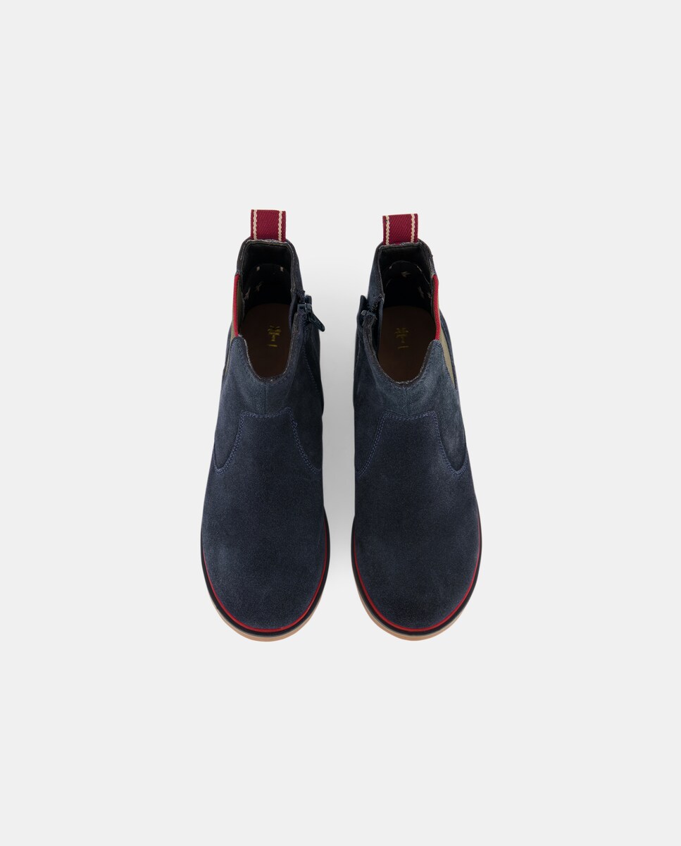 Botins de Croute Chelsea com Biqueira Redonda Azul-marinho-4