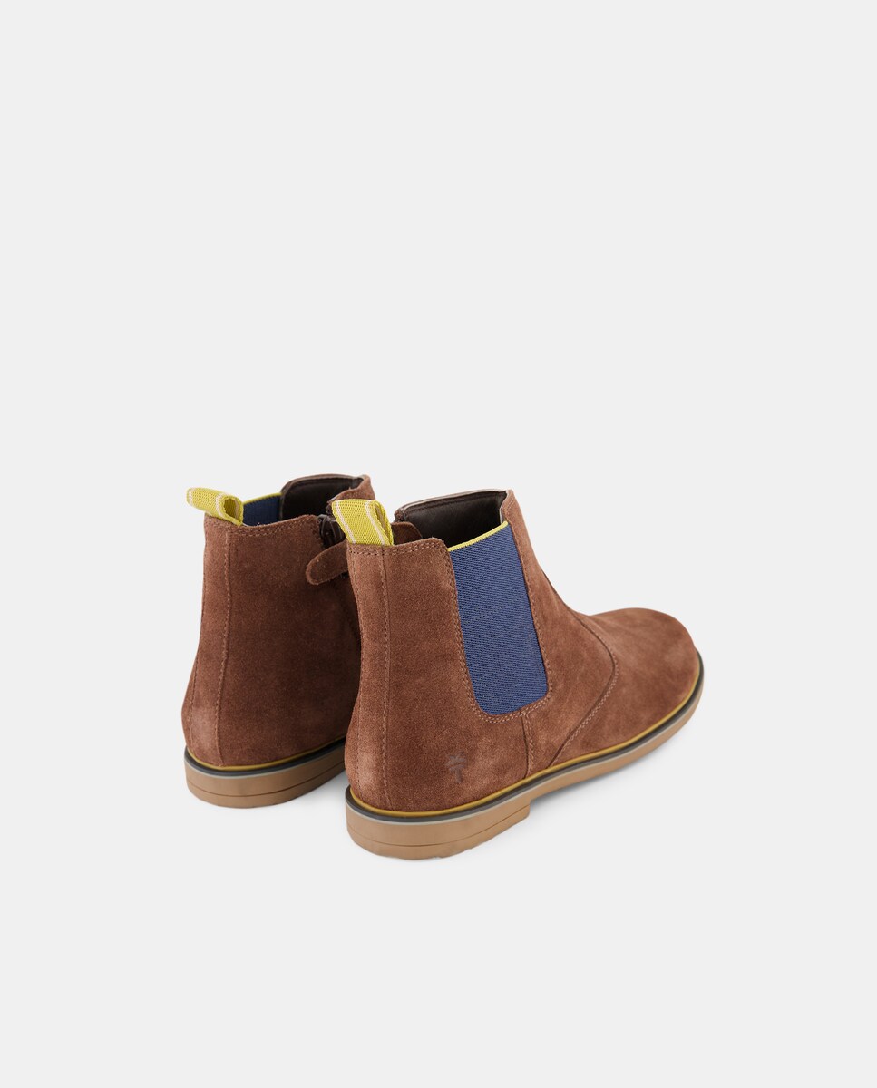 Botins de Croute Chelsea com Biqueira Redonda Castanho-3