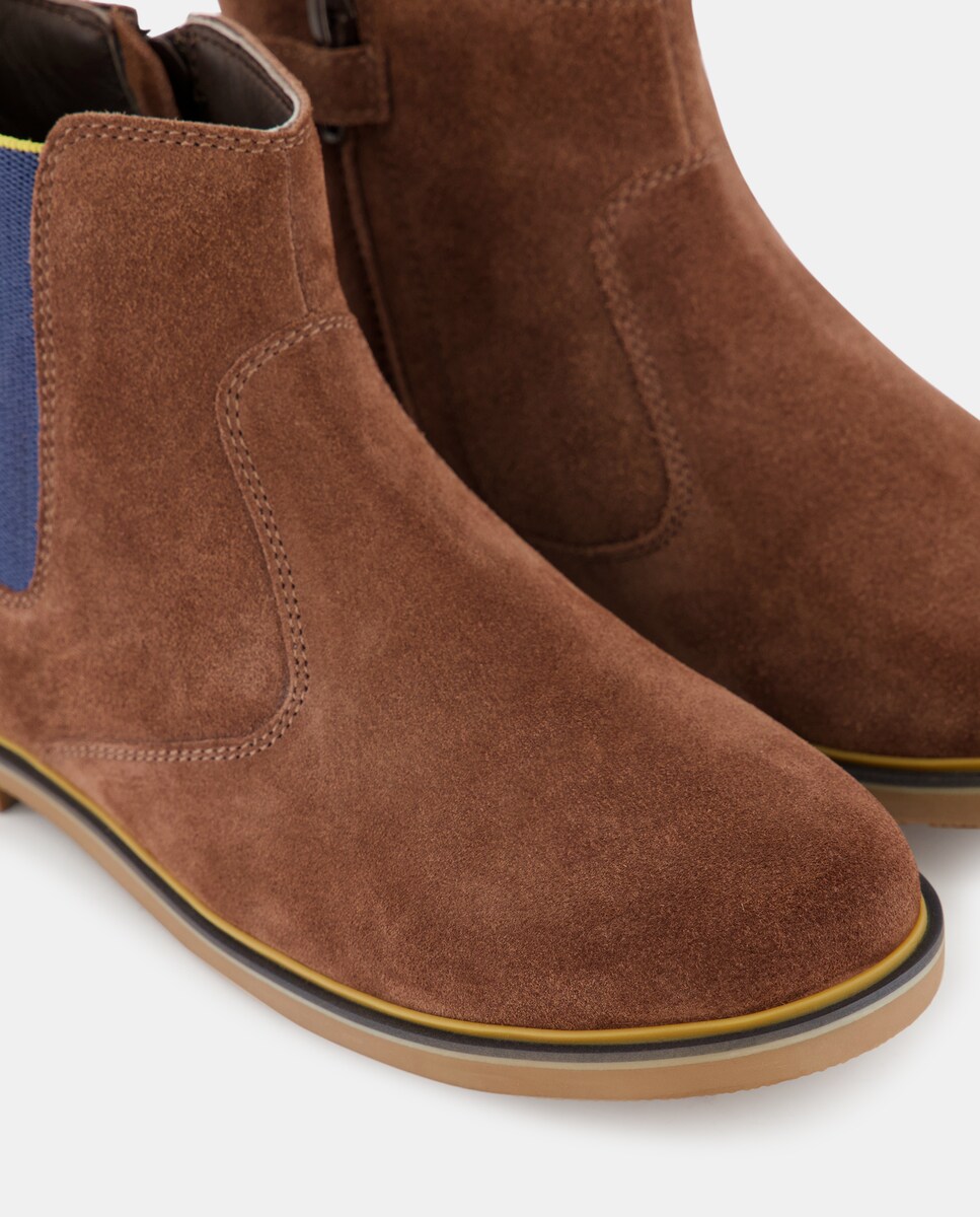 Botins de Croute Chelsea com Biqueira Redonda Castanho-5