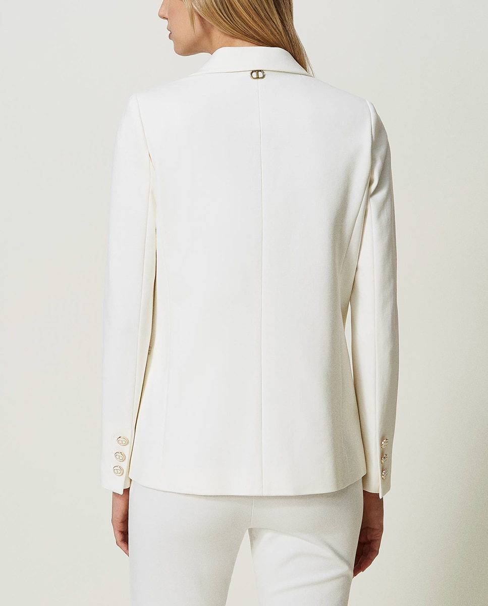 Casaco Tipo Blazer Abotoado Oval T Branco-2