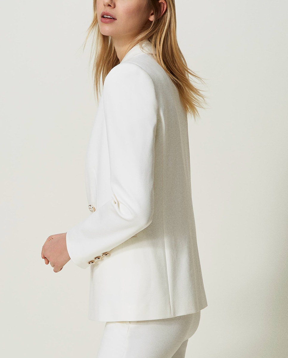 Casaco Tipo Blazer Abotoado Oval T Branco-3