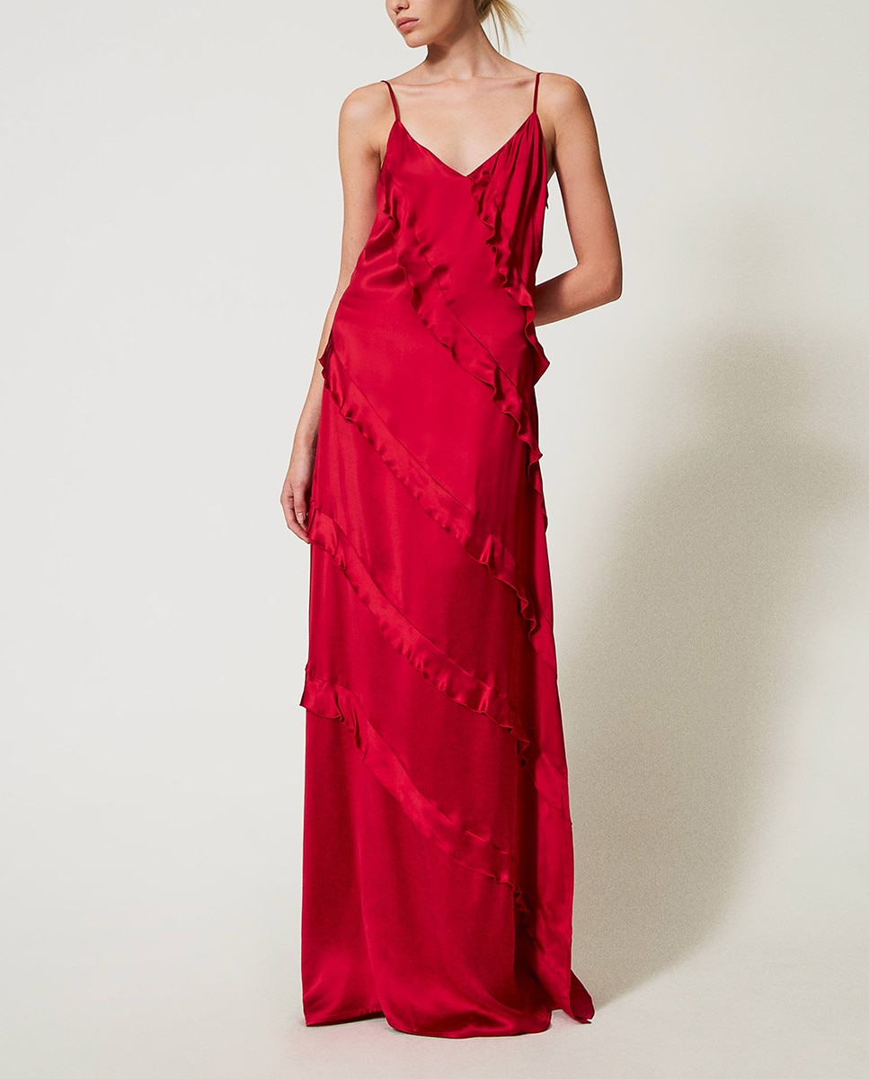 Vestido largo de raso