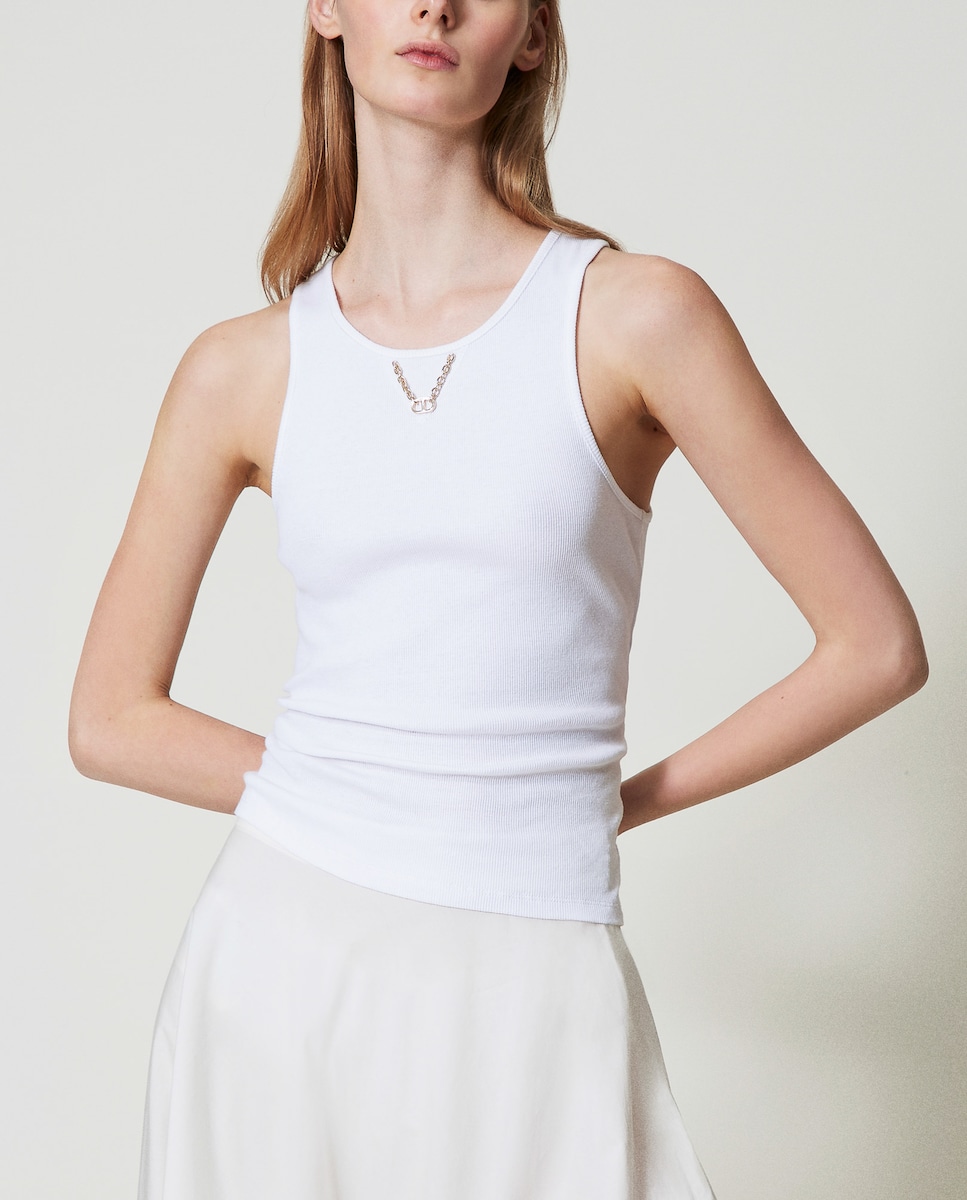 Top Canelado com Corrente Branco-1