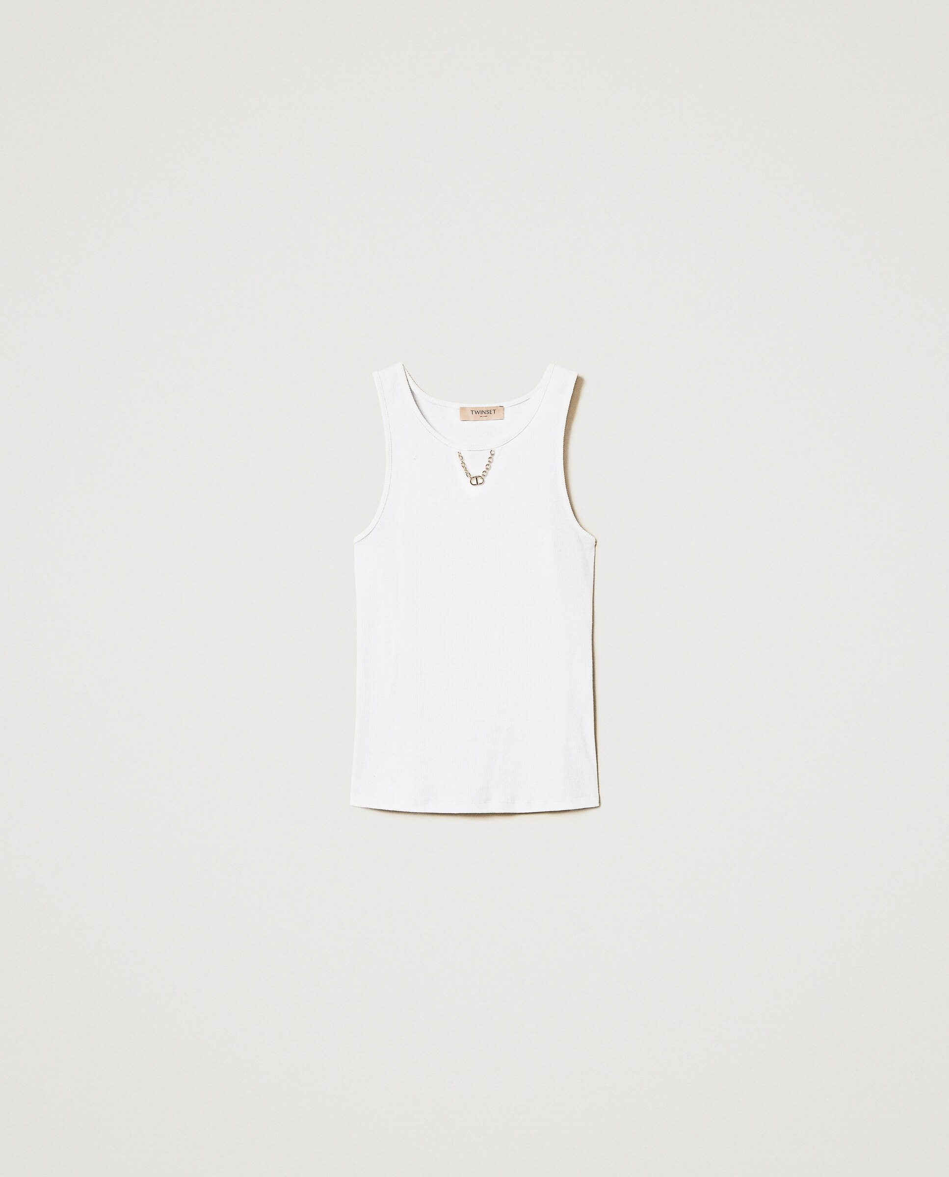 Top Canelado com Corrente Branco-5