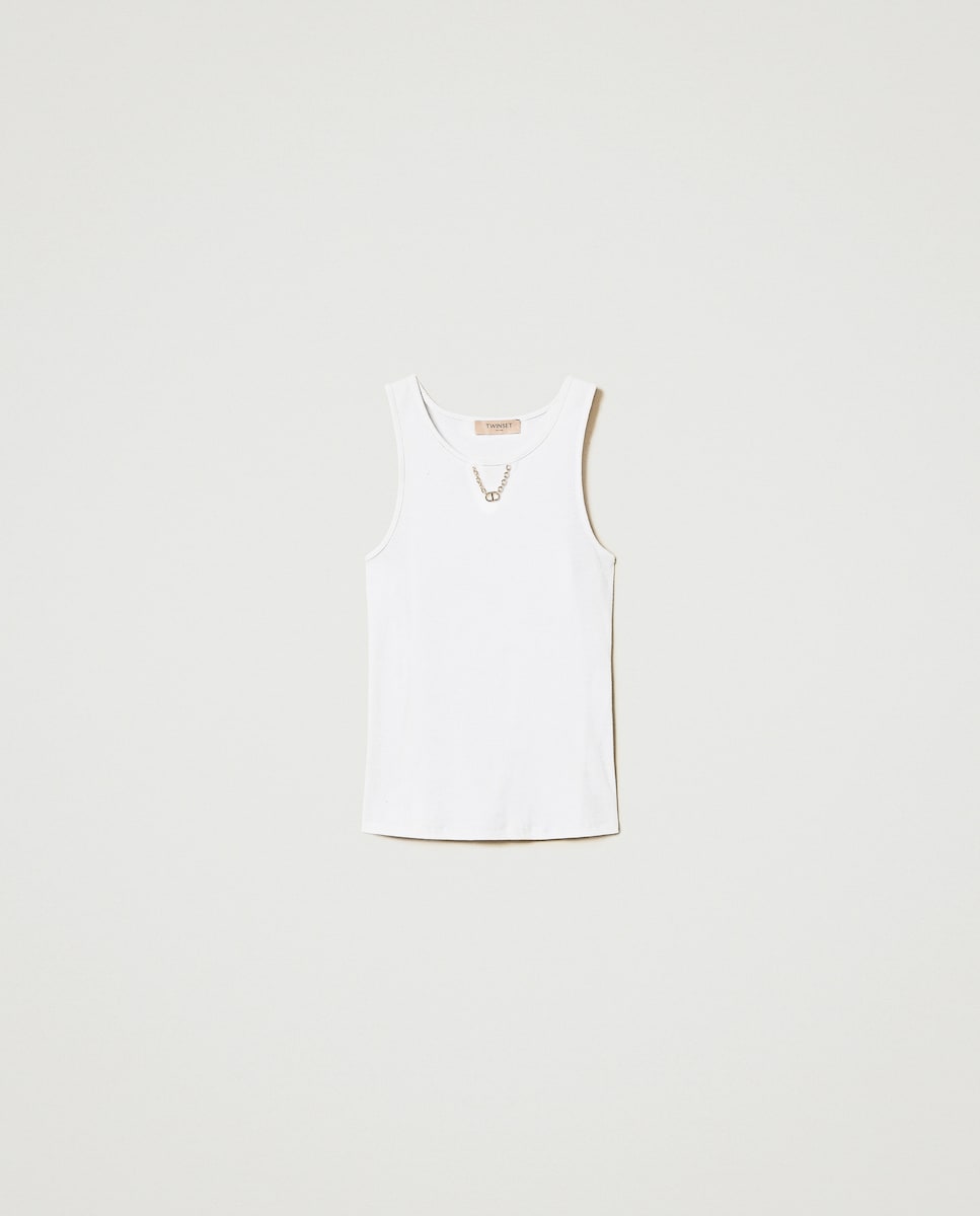 Top Canelado com Corrente Branco-5