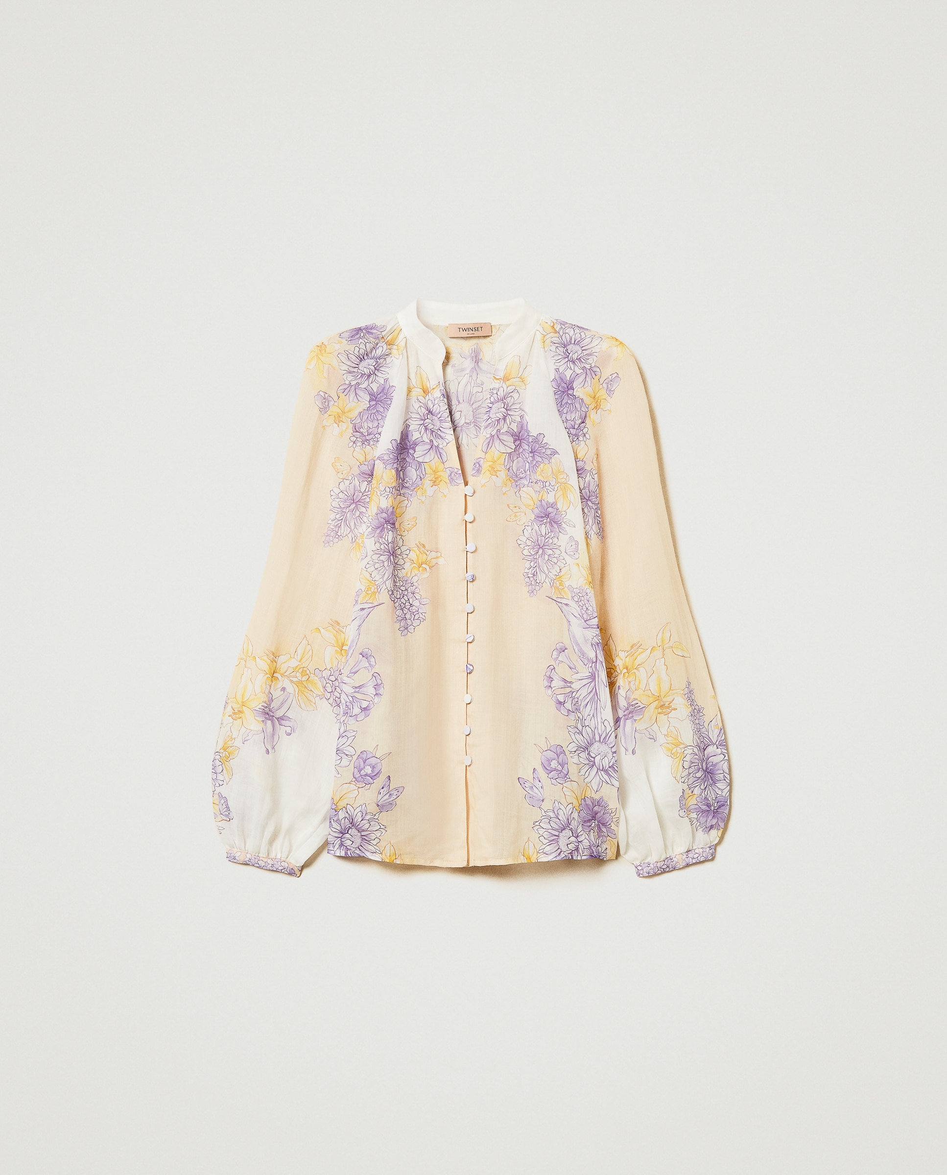 Camisa de mujer de ramio con flores - Twinset - Multicolor Multicolor-5