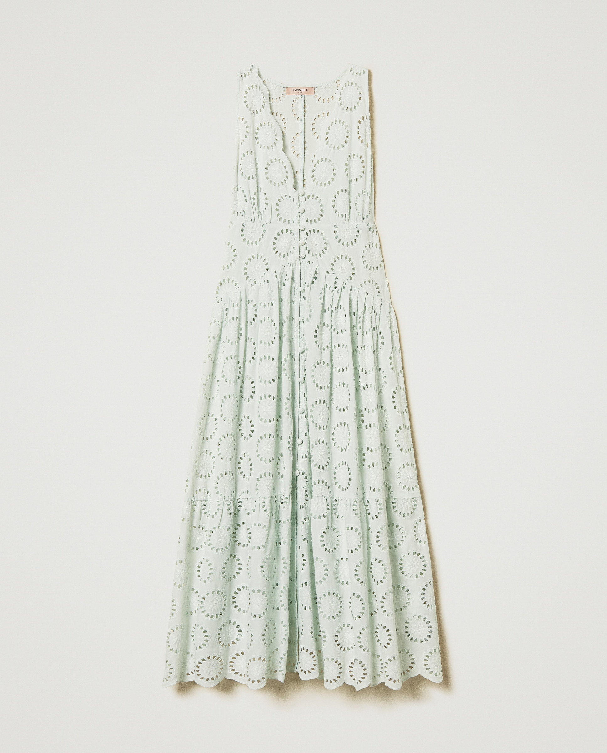Vestido Comprido com Bordado InglÊs Verde-5