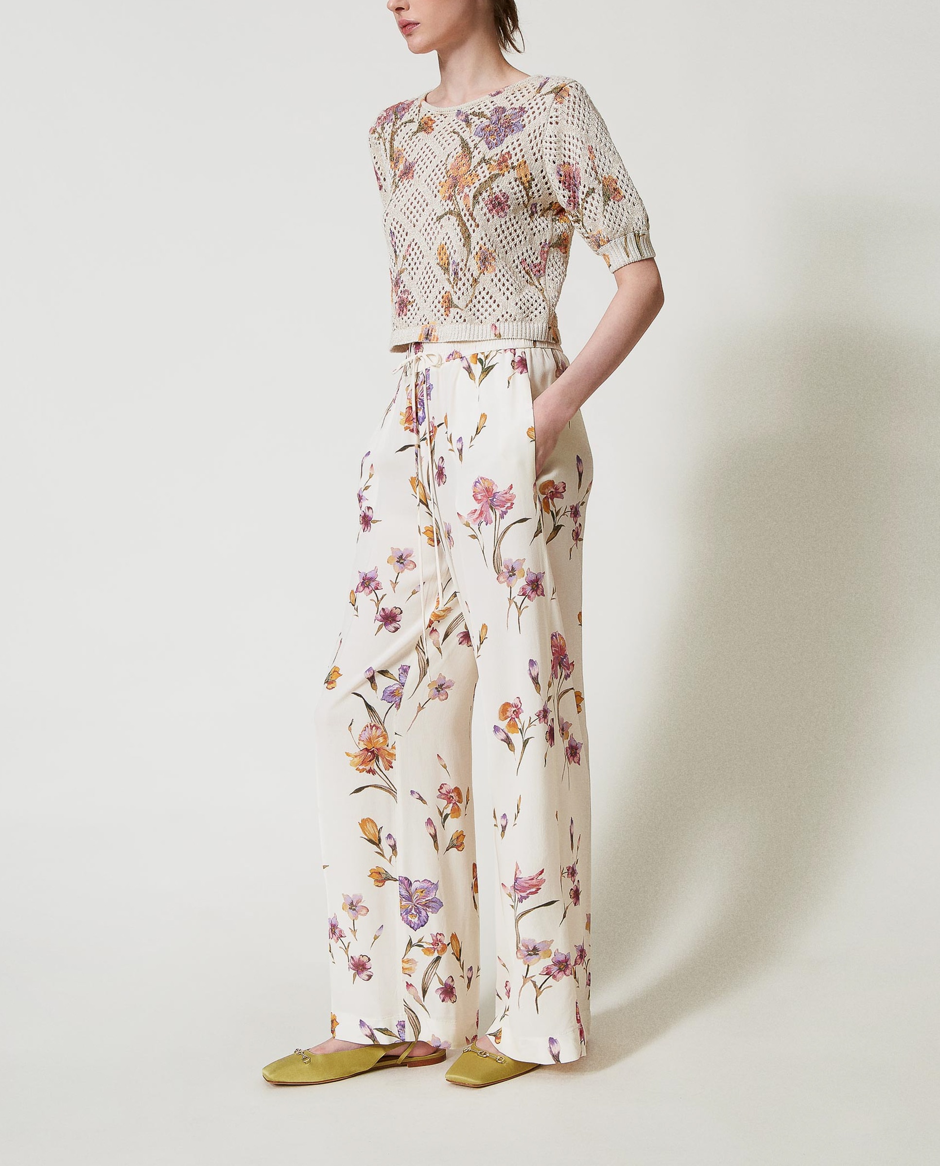 Twinset - Pantalones de mujer de crepé de China.