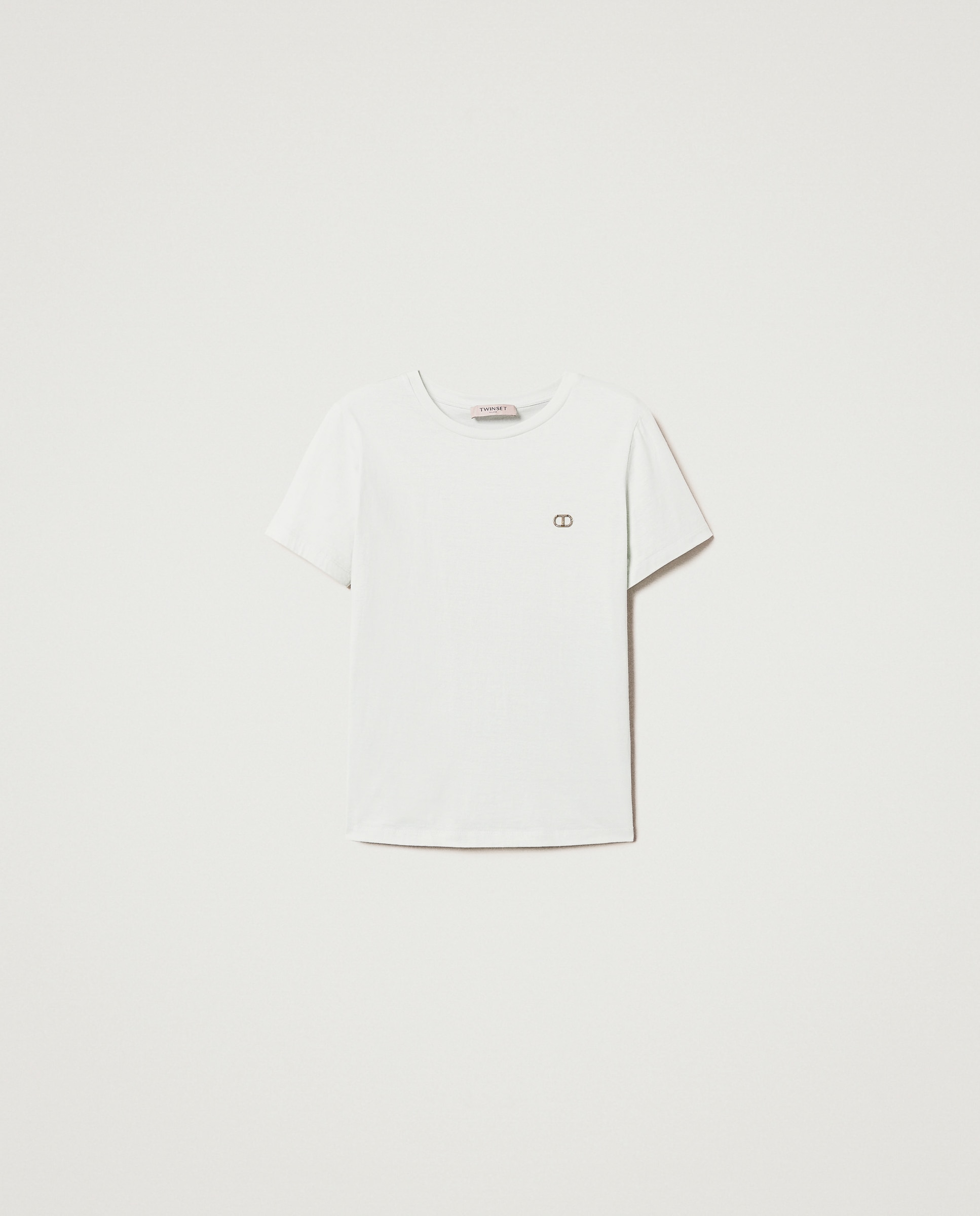 Camiseta de mujer con logotipo de strass - Twinset - Verde Verde-5