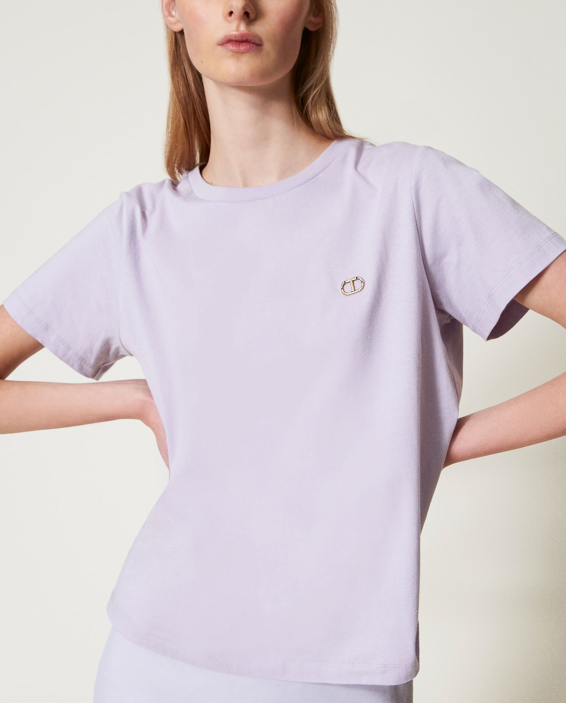 T-shirt com Logótipo de Strass Roxo-3