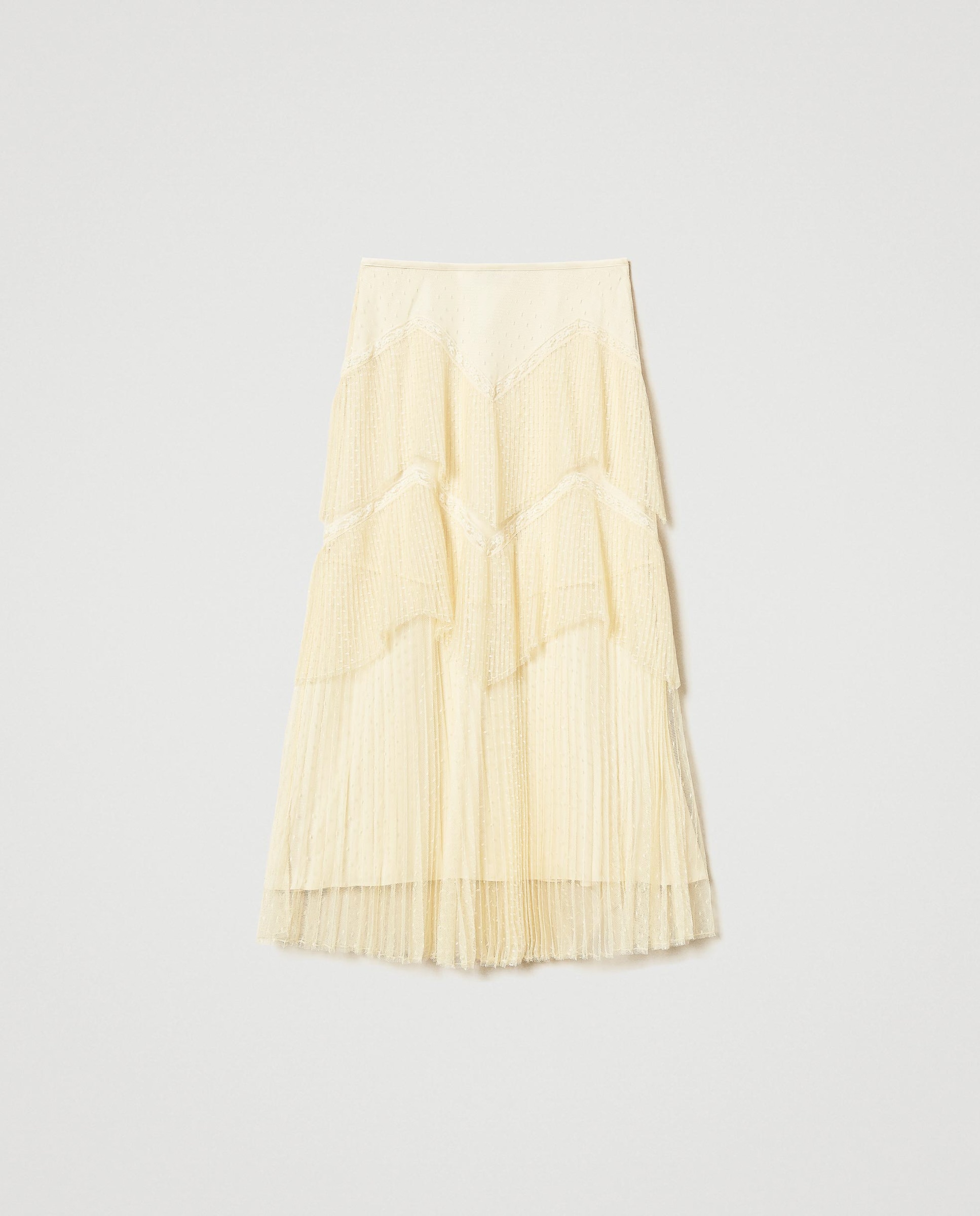 Saia Comprida de Tule Plissado Amarelo-5