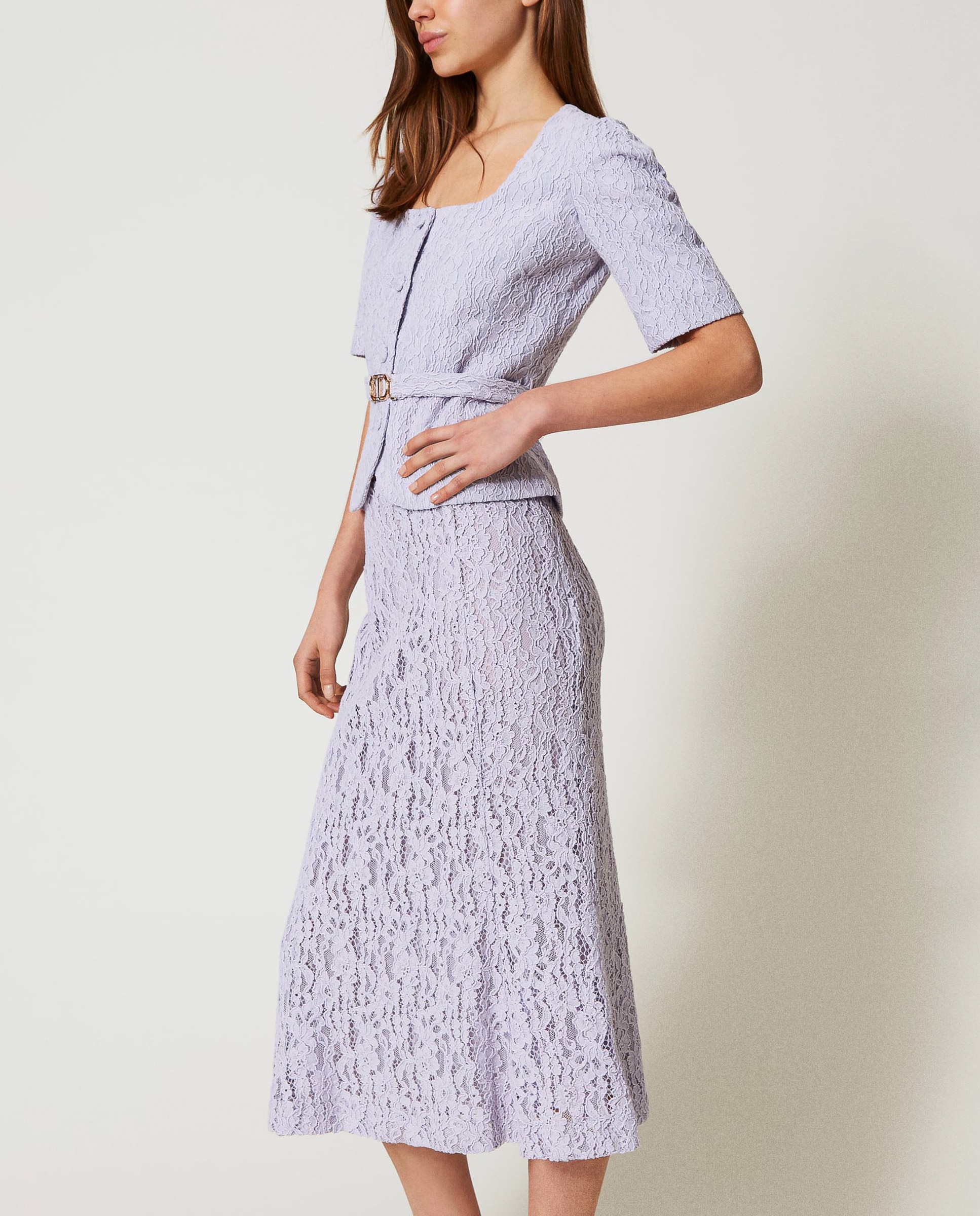 Saia Midi de Renda Floral Roxo-2