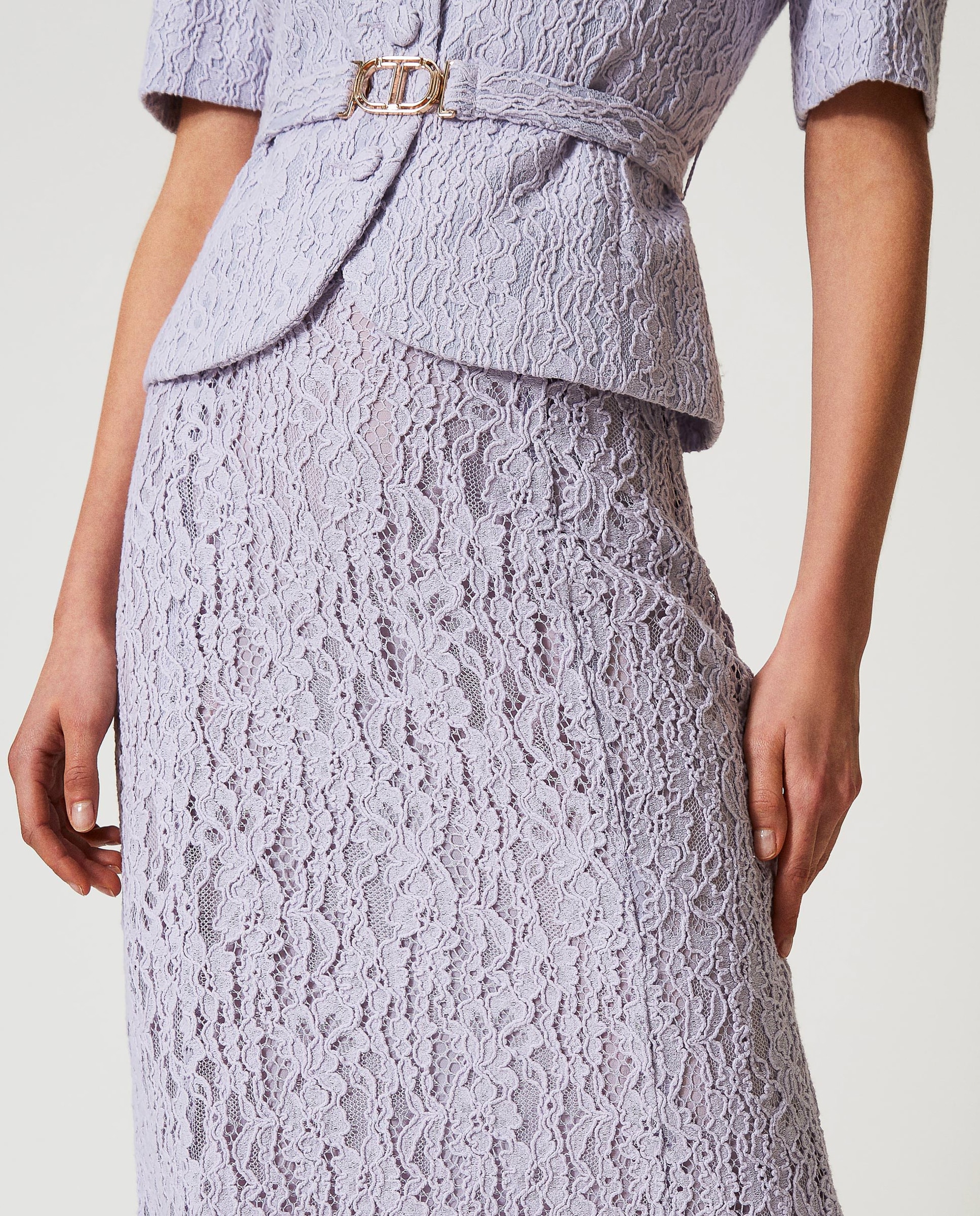 Saia Midi de Renda Floral Roxo-4