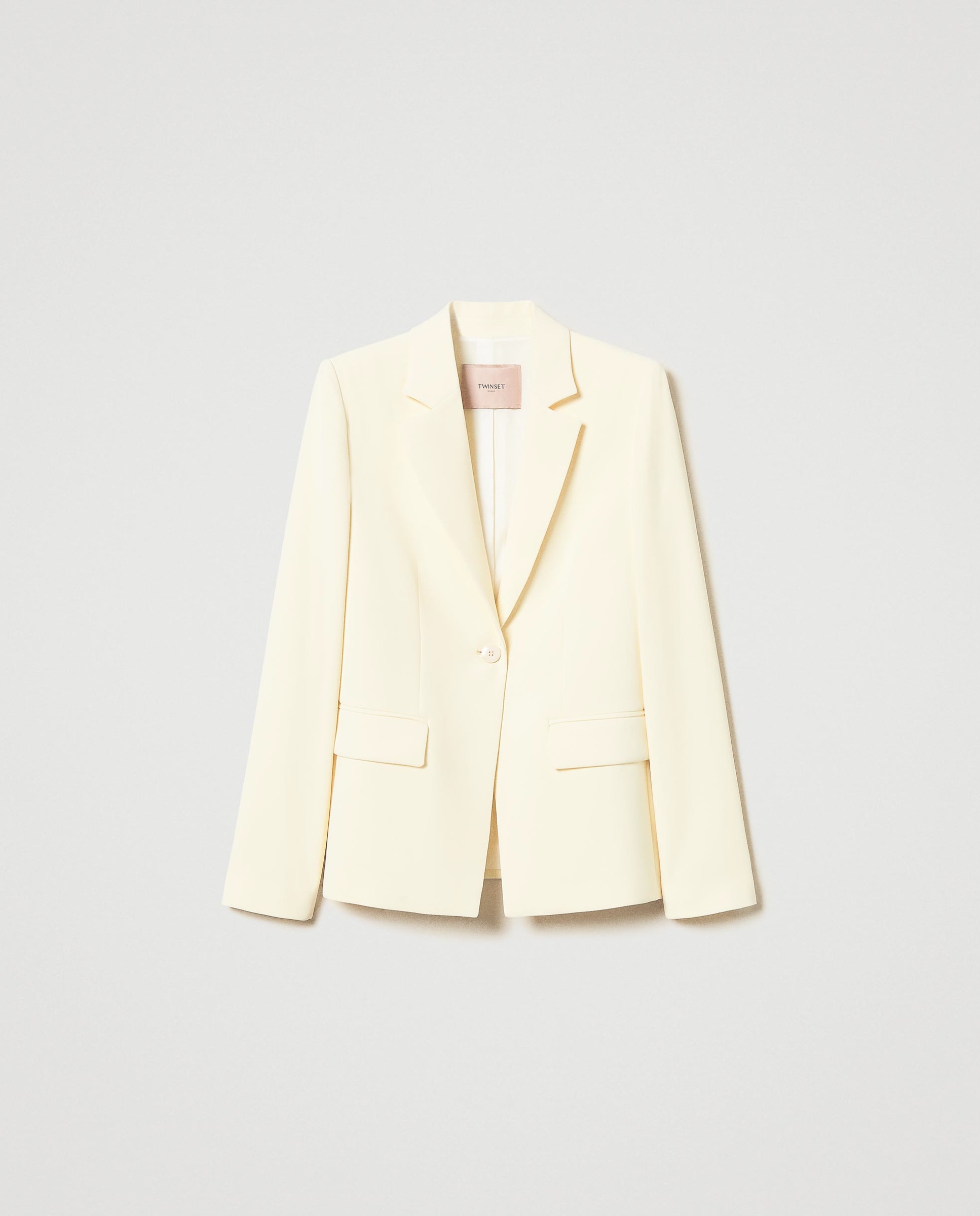 Casaco Tipo Blazer em Crepe Fluido Amarelo-5