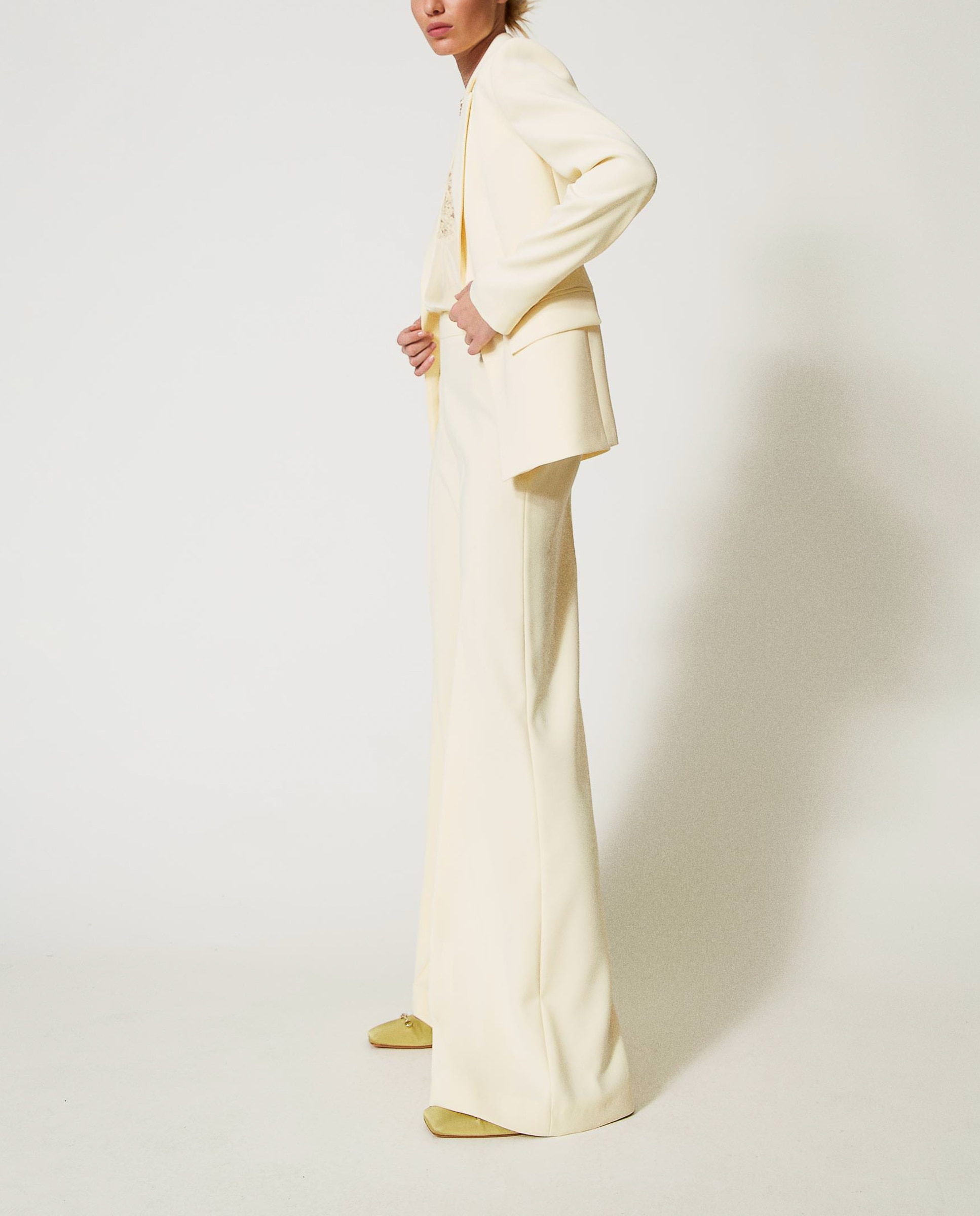Twinset - Pantalón palazzo de mujer de crepé fluido.
