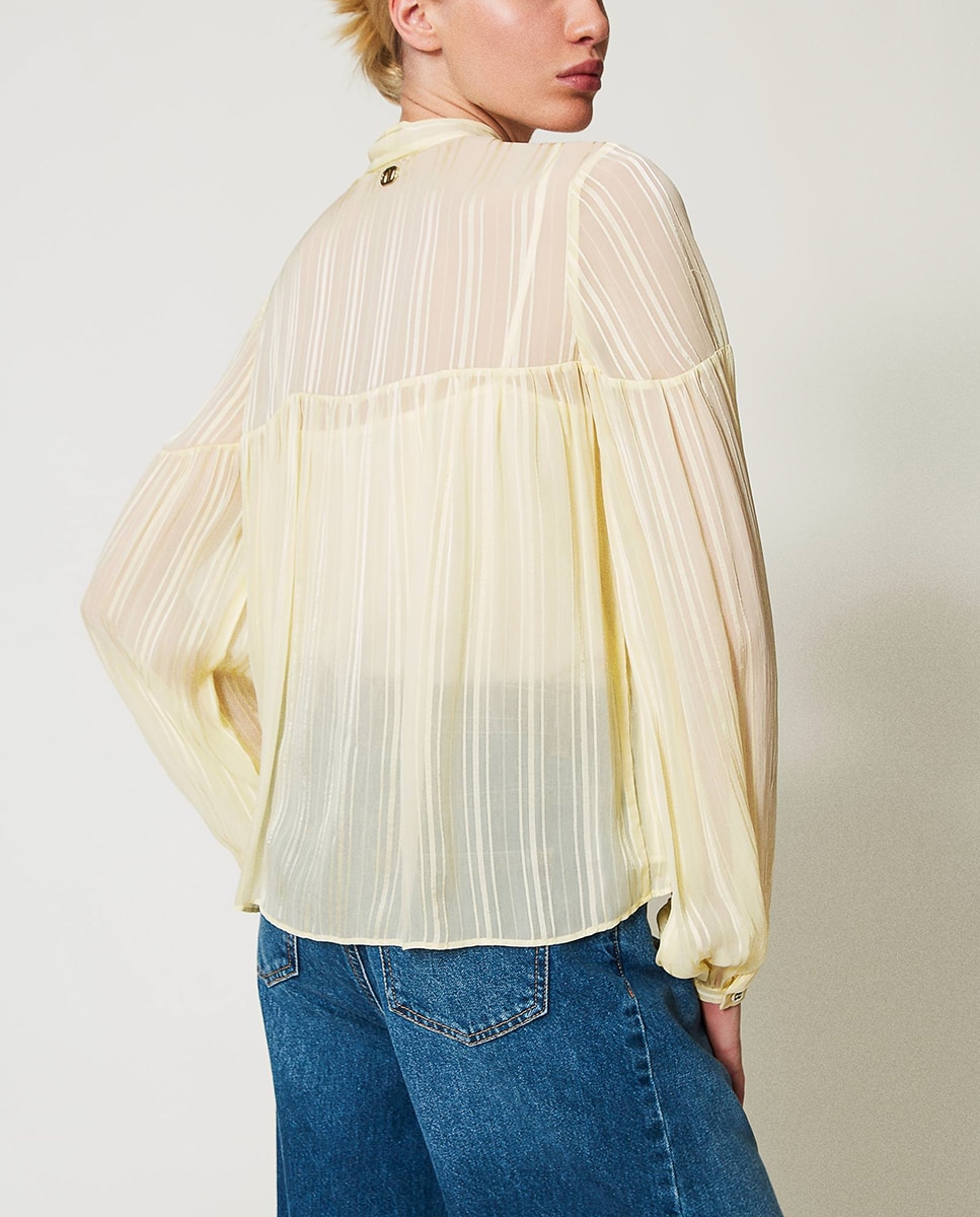 Blusa de mujer de jacquard de rayas - Twinset - Amarillo Amarillo-2