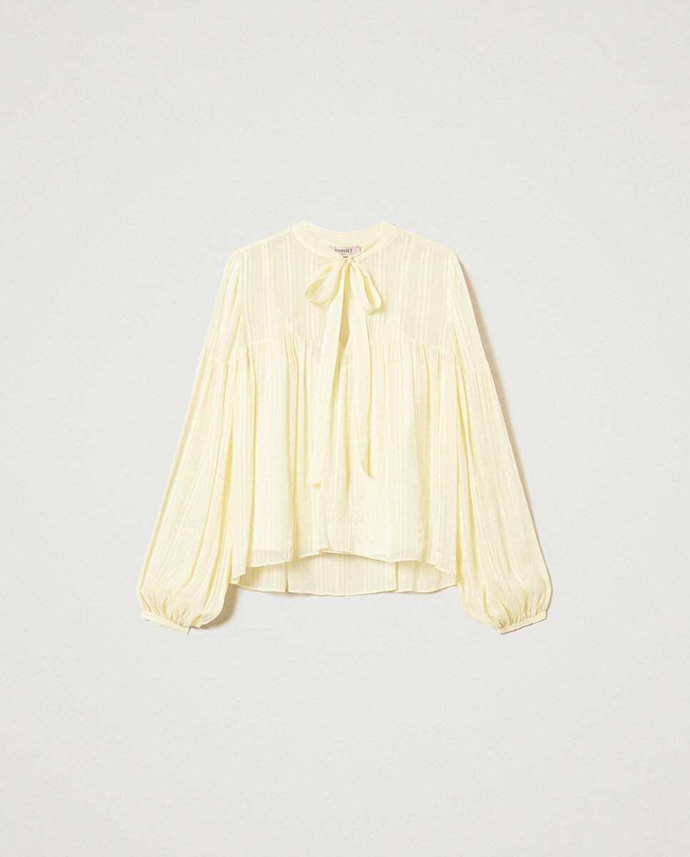 Blusa de mujer de jacquard de rayas - Twinset - Amarillo Amarillo-4