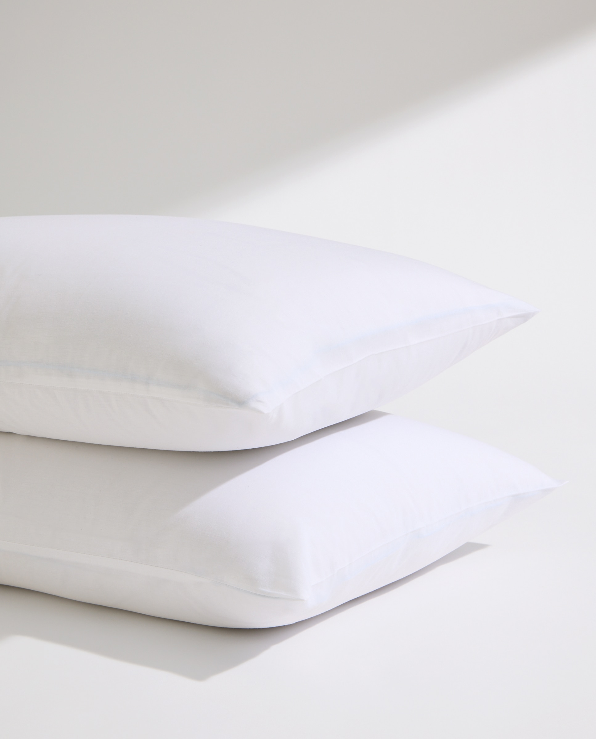 Funda de almohada lisa algodón blanco Blanco-3