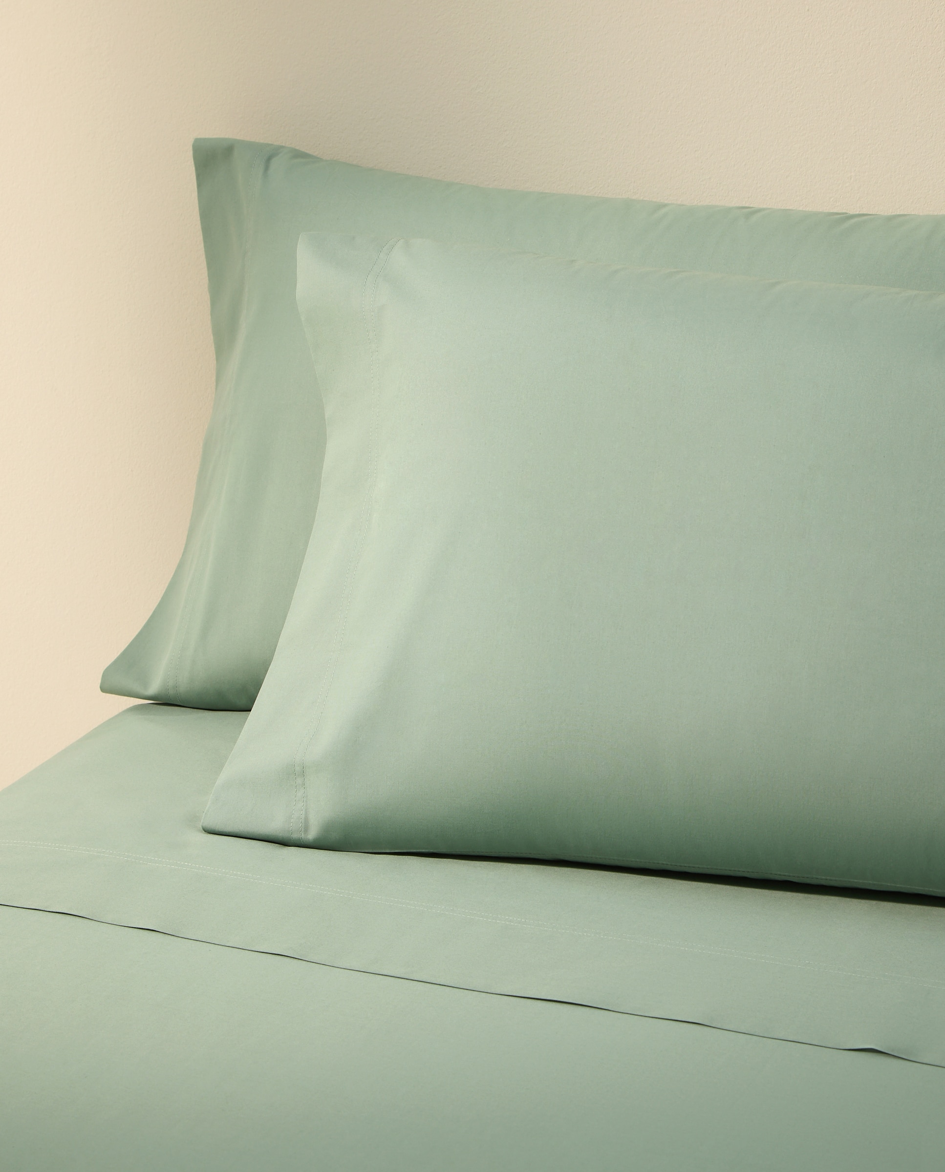 Imagen 0 de Funda de almohada lisa algodón verde
