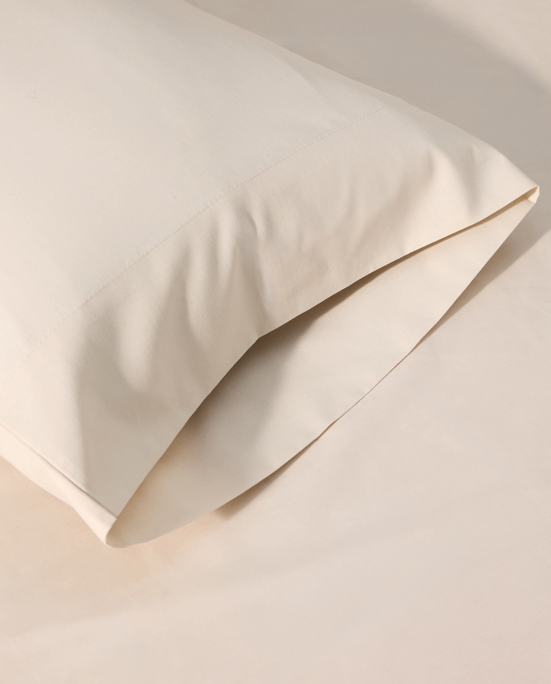 Funda de almohada lisa polycotton beige Beige-3