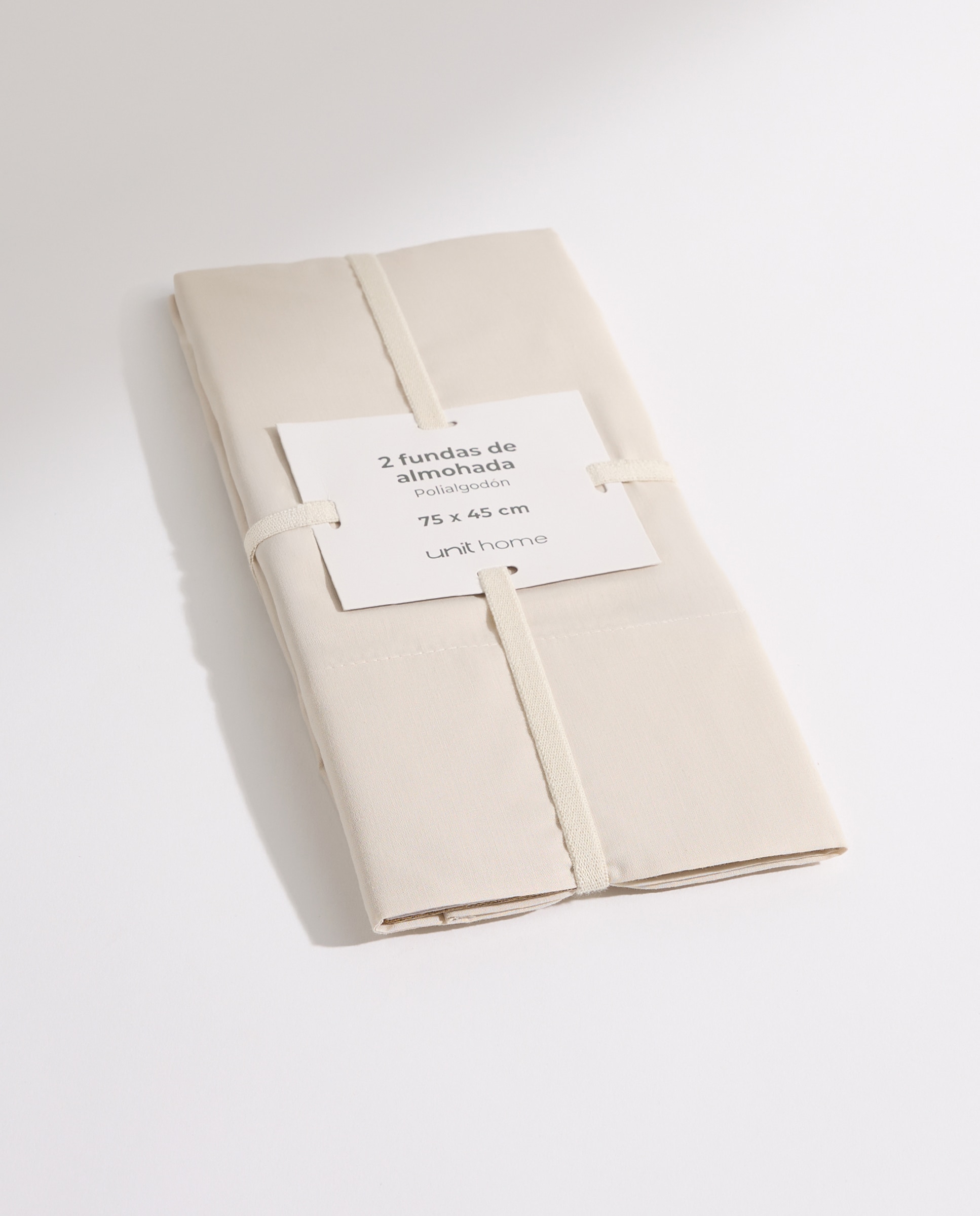Funda de almohada lisa polycotton beige Beige-4