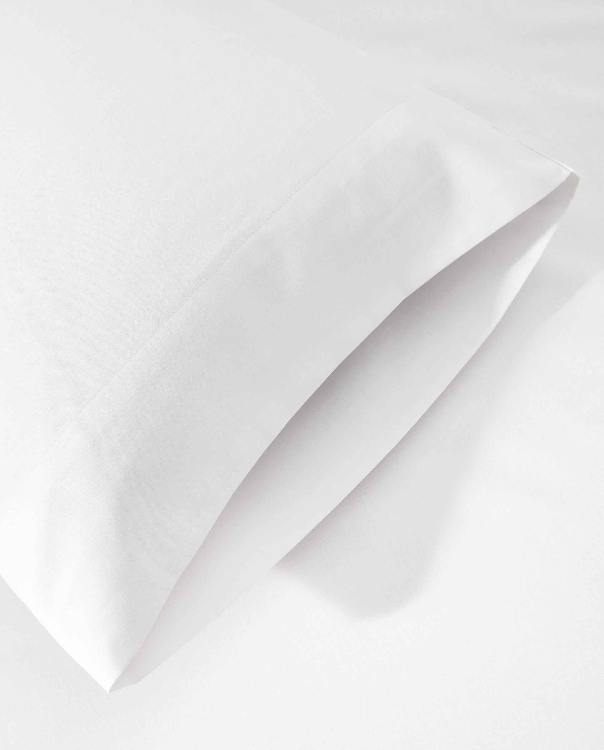 Juego de 2 fundas de almohada lisas polycotton blanco Blanco-2