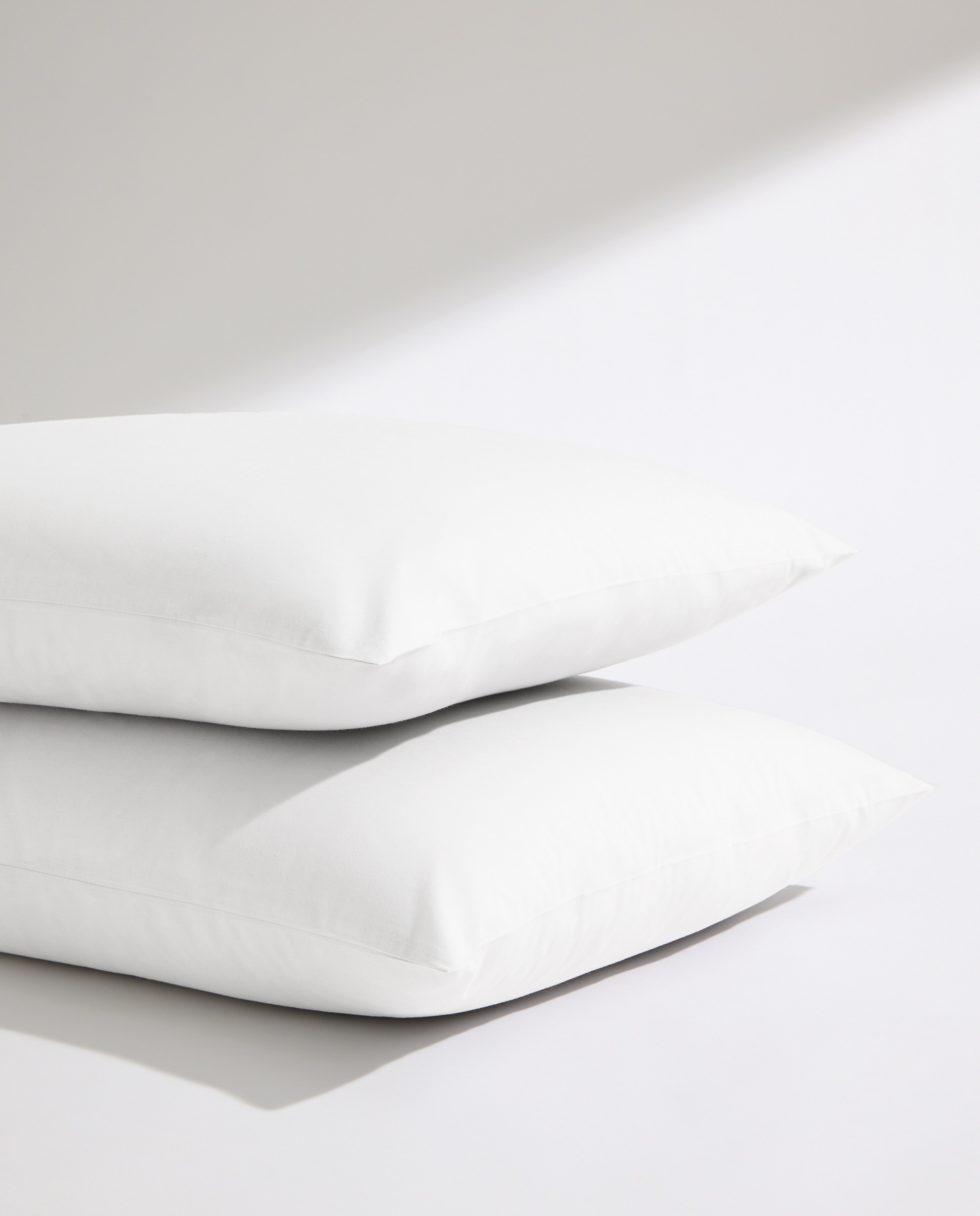 Juego de 2 fundas de almohada lisas polycotton blanco Blanco-3