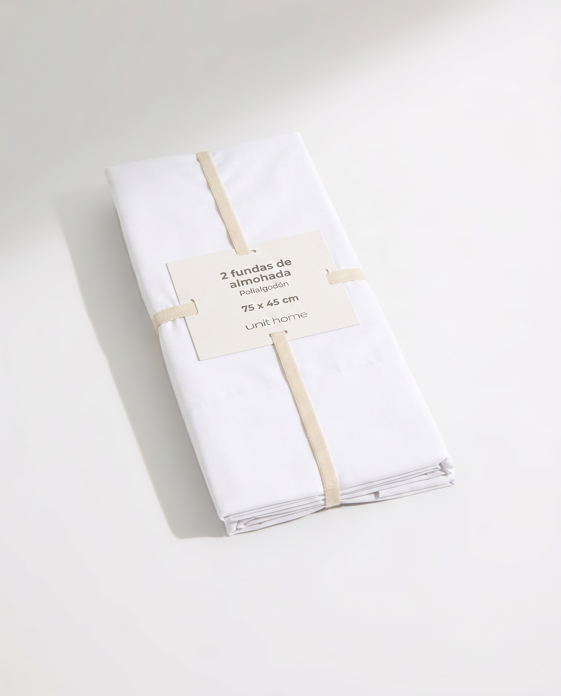 Juego de 2 fundas de almohada lisas polycotton blanco Blanco-4