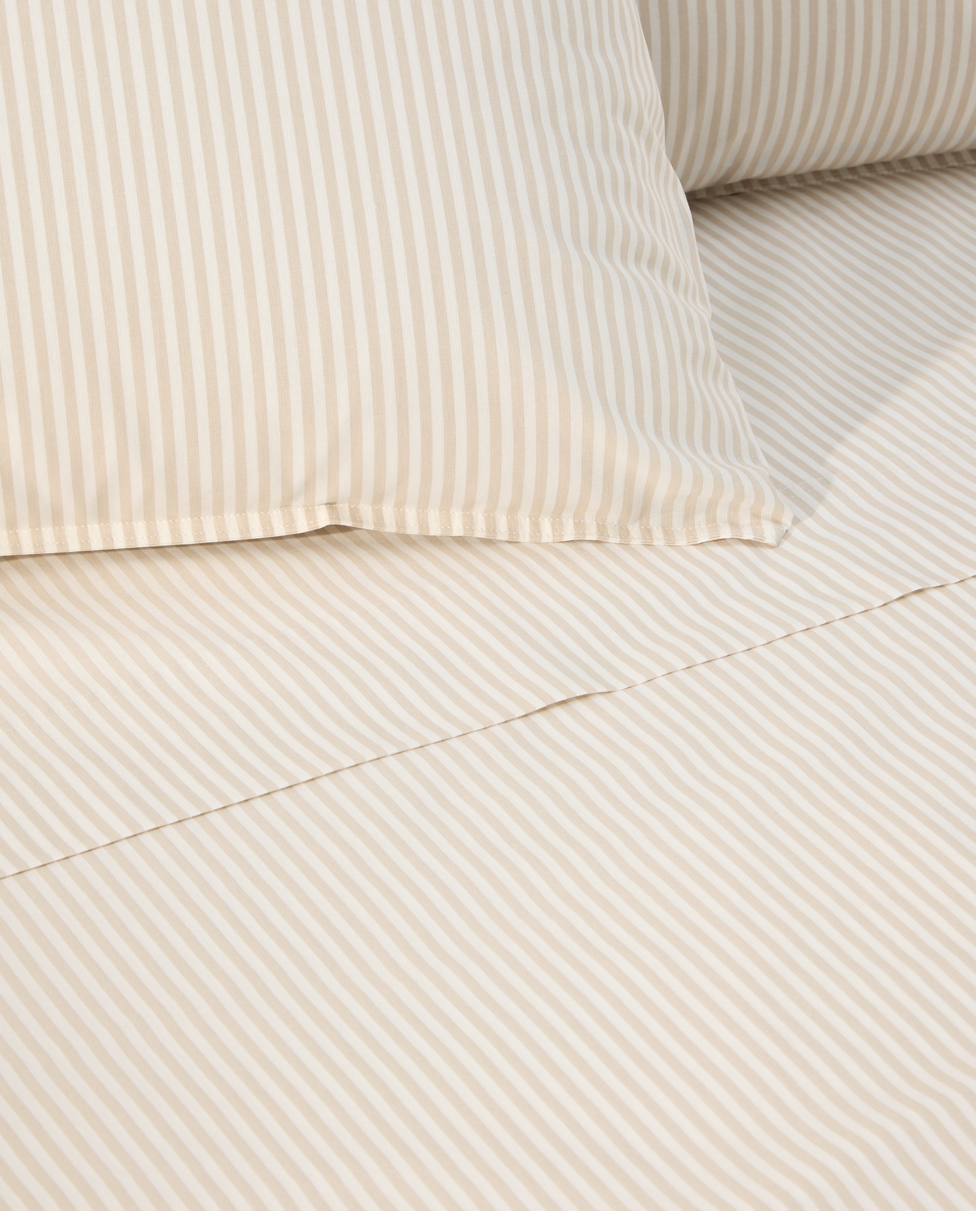Juego de sábanas rayas beige Beige-2