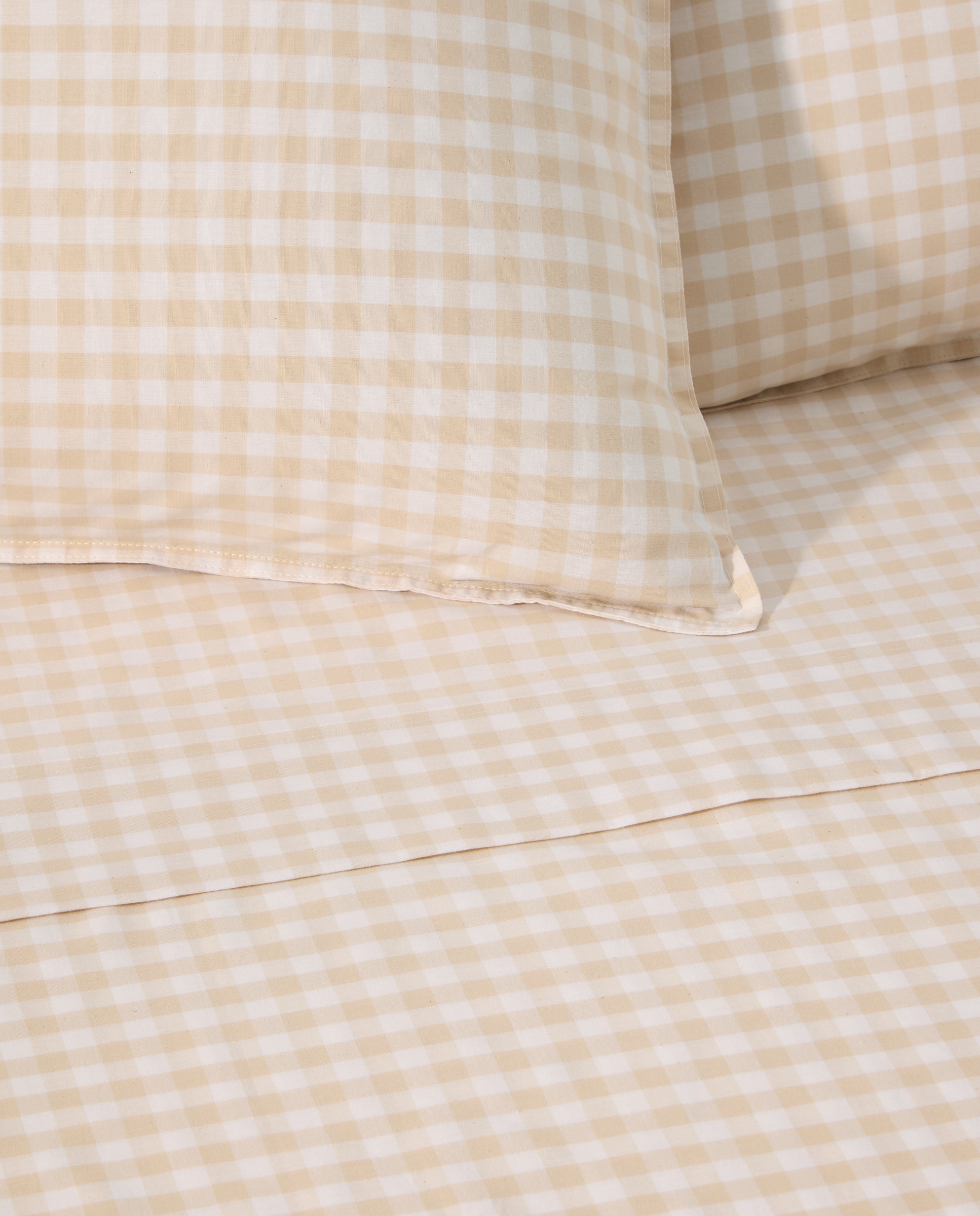 Juego de sábanas cuadro vichy beige Beige-2