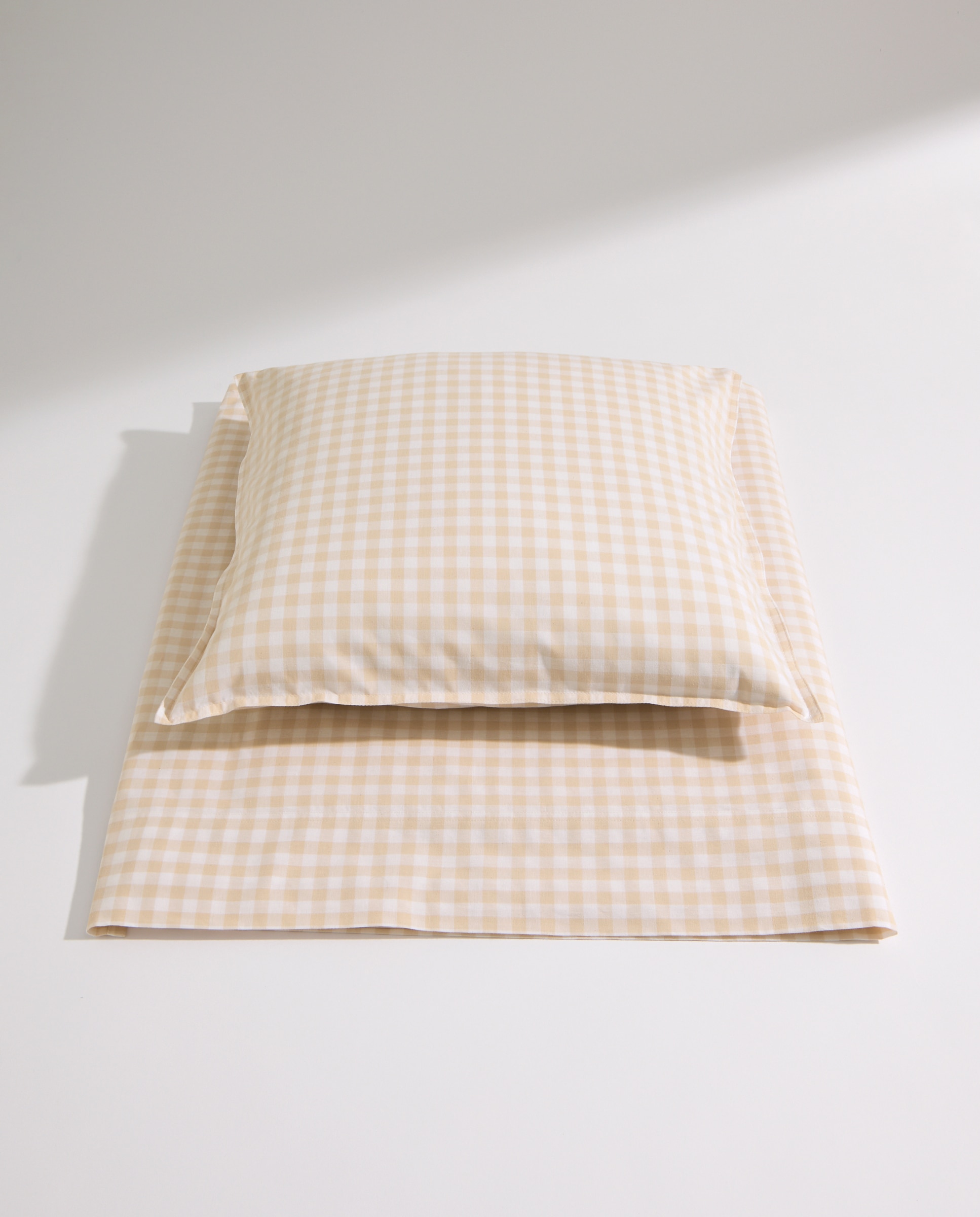 Juego de sábanas cuadro vichy beige Beige-3