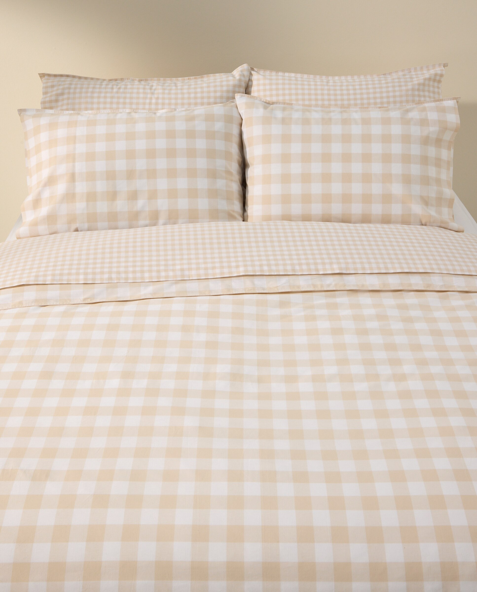 Juego de sábanas cuadro vichy beige Beige-4