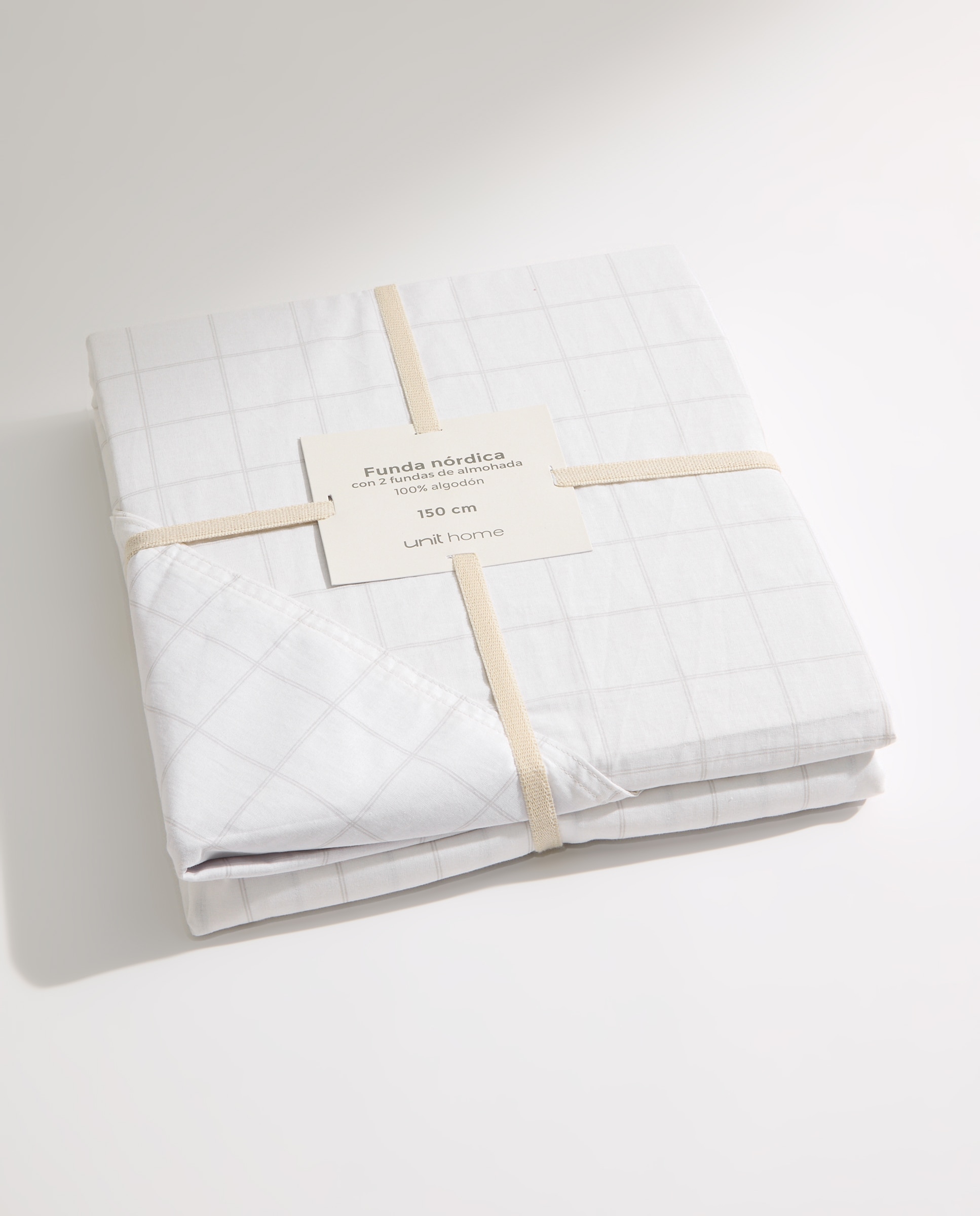 Juego de funda nórdica cuadros gris claro Gris ceniza-9