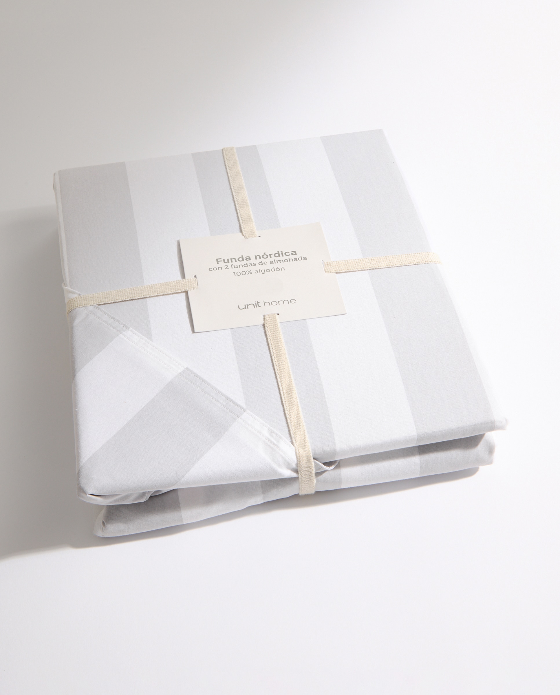 Juego de funda nórdica rayas gris claro Gris claro-9