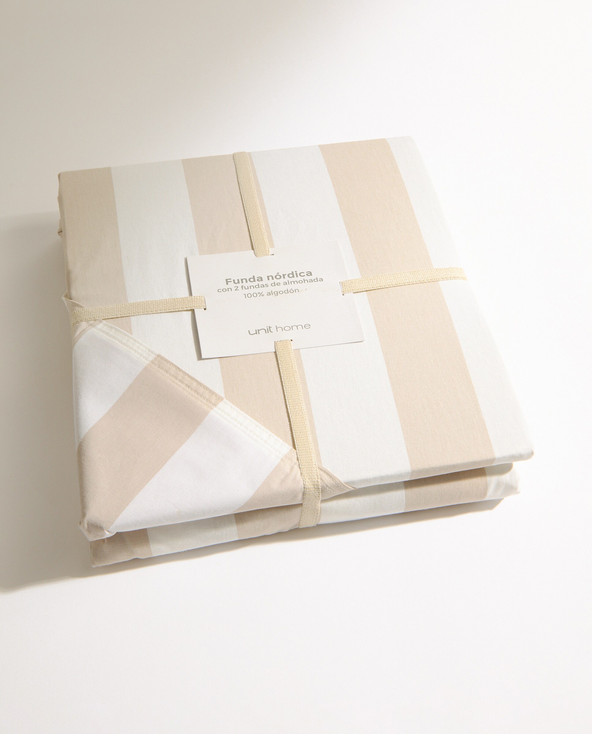 Juego de funda nórdica rayas beige Beige-9