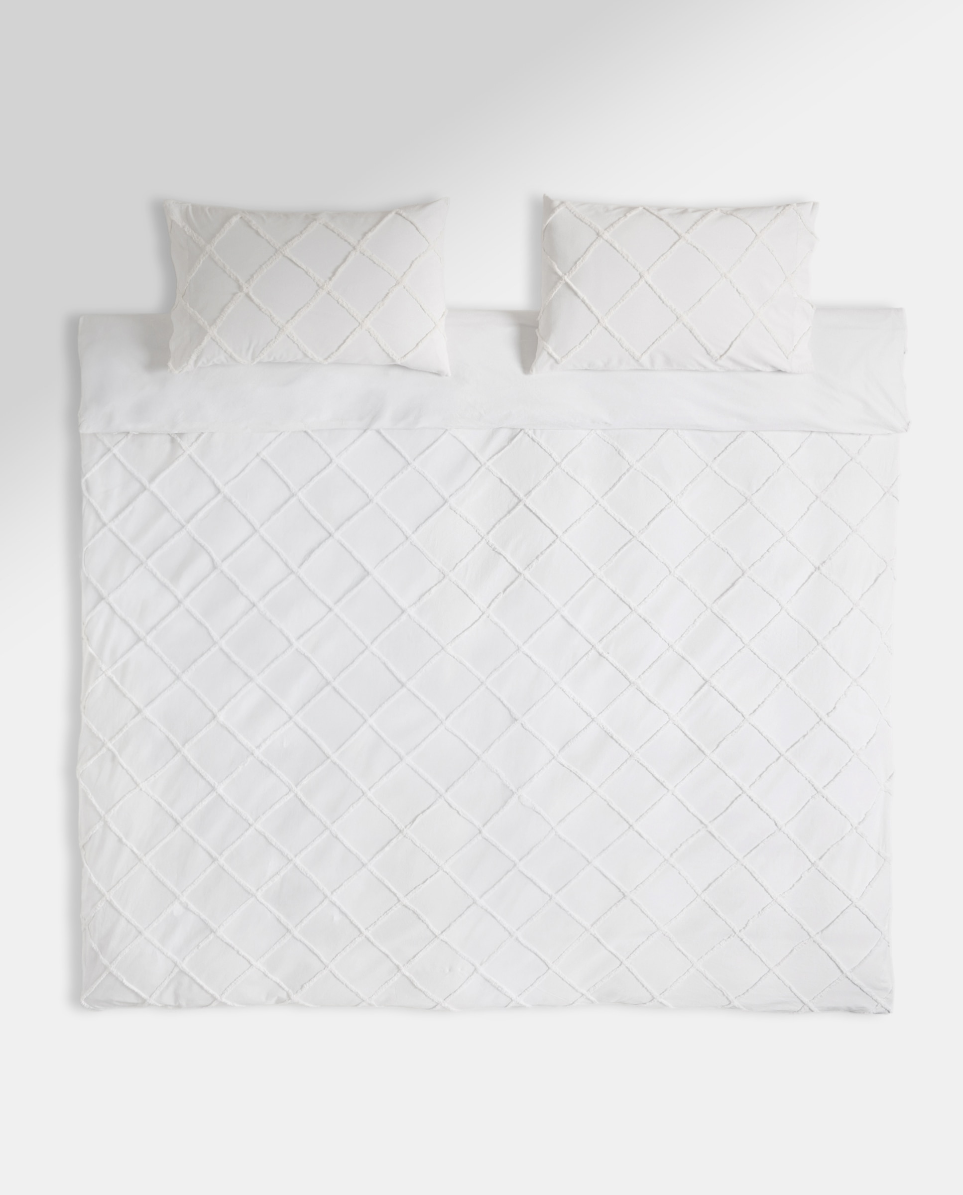 Juego de funda nórdica tufting blanco Blanco-2